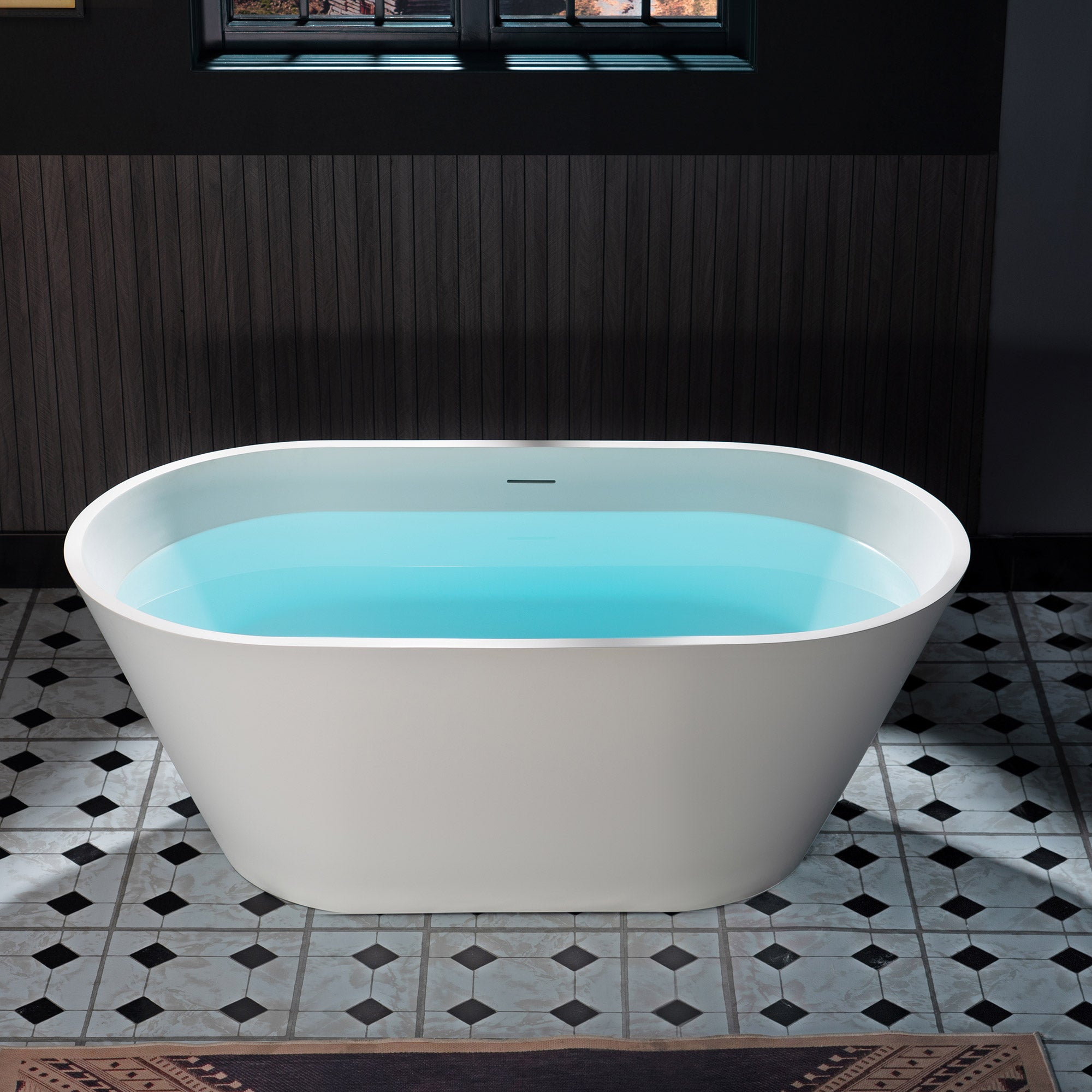 WOODBRIDGE 59" Solid Surface Freestanding Bathtub – Matte White – B0041-2.0