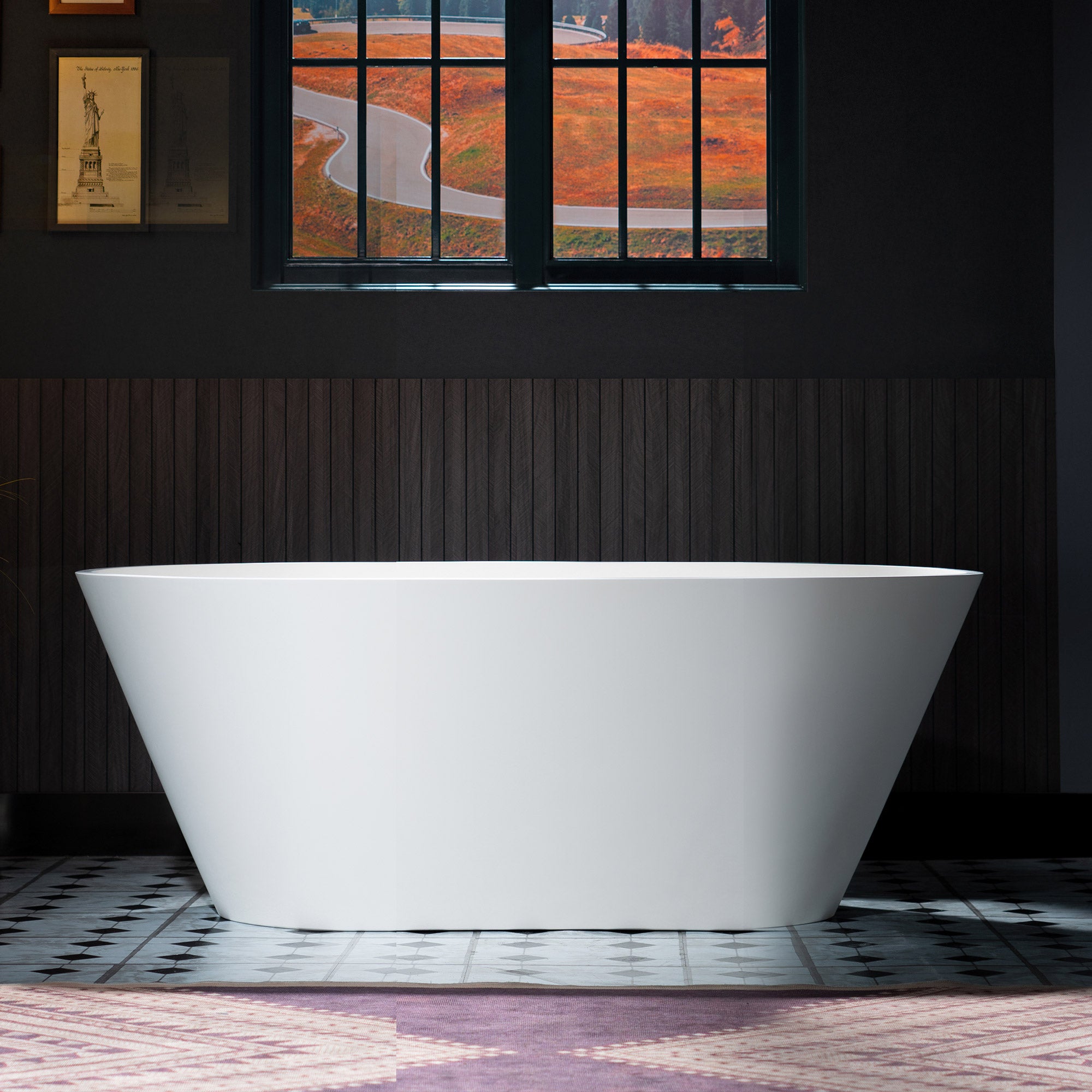 WOODBRIDGE 59" Solid Surface Freestanding Bathtub – Matte White – B0041-2.0