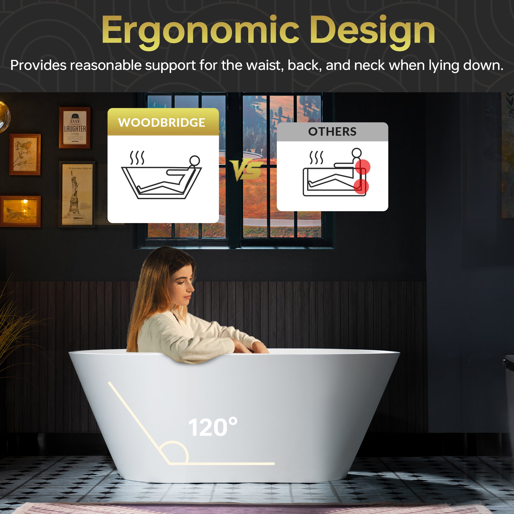 WOODBRIDGE 59" Solid Surface Freestanding Bathtub – Matte White – B0041-2.0