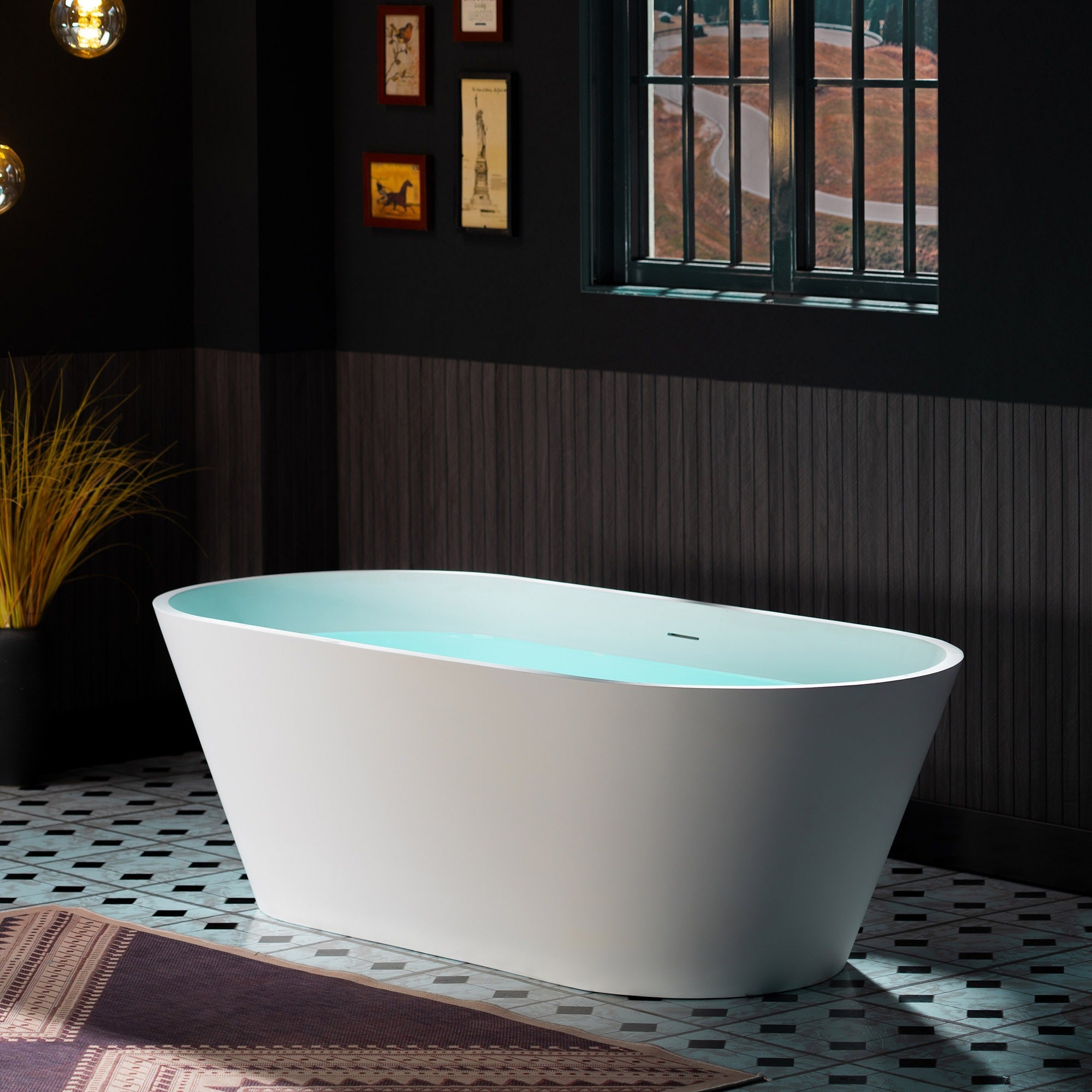 WOODBRIDGE 66-7/8" Solid Surface Freestanding Bathtub in Matte White – B0042-2.0