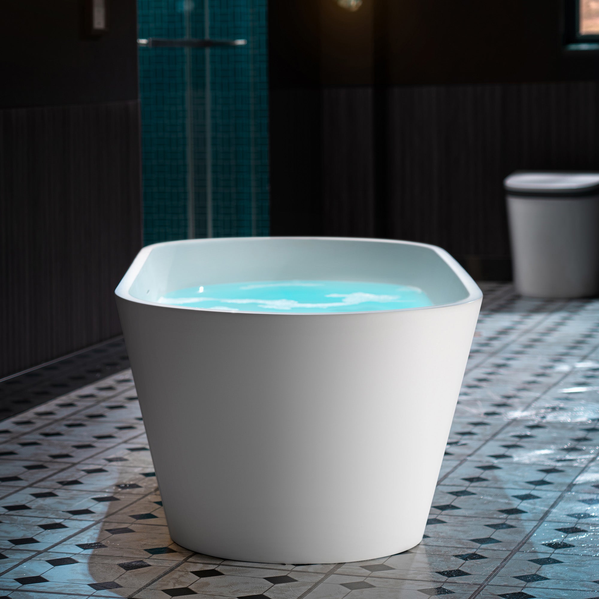 WOODBRIDGE 66-7/8" Solid Surface Freestanding Bathtub in Matte White – B0042-2.0