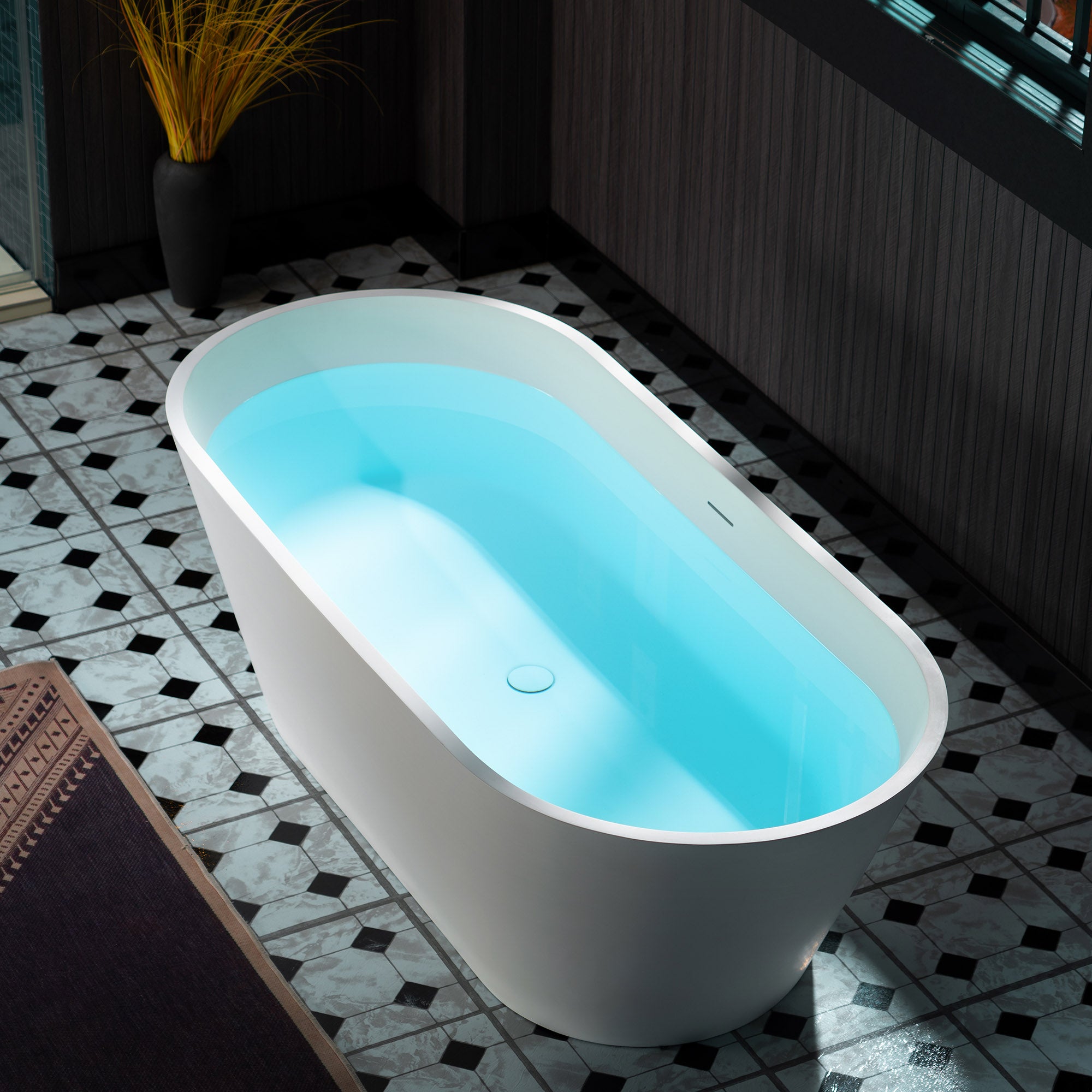 WOODBRIDGE 66-7/8" Solid Surface Freestanding Bathtub in Matte White – B0042-2.0