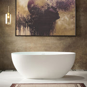 WOODBRIDGE 55-1/8" L x 30-3/4" W Luxury Contemporary Solid Surface Stone Resin Freestanding Bathtub in Matte White