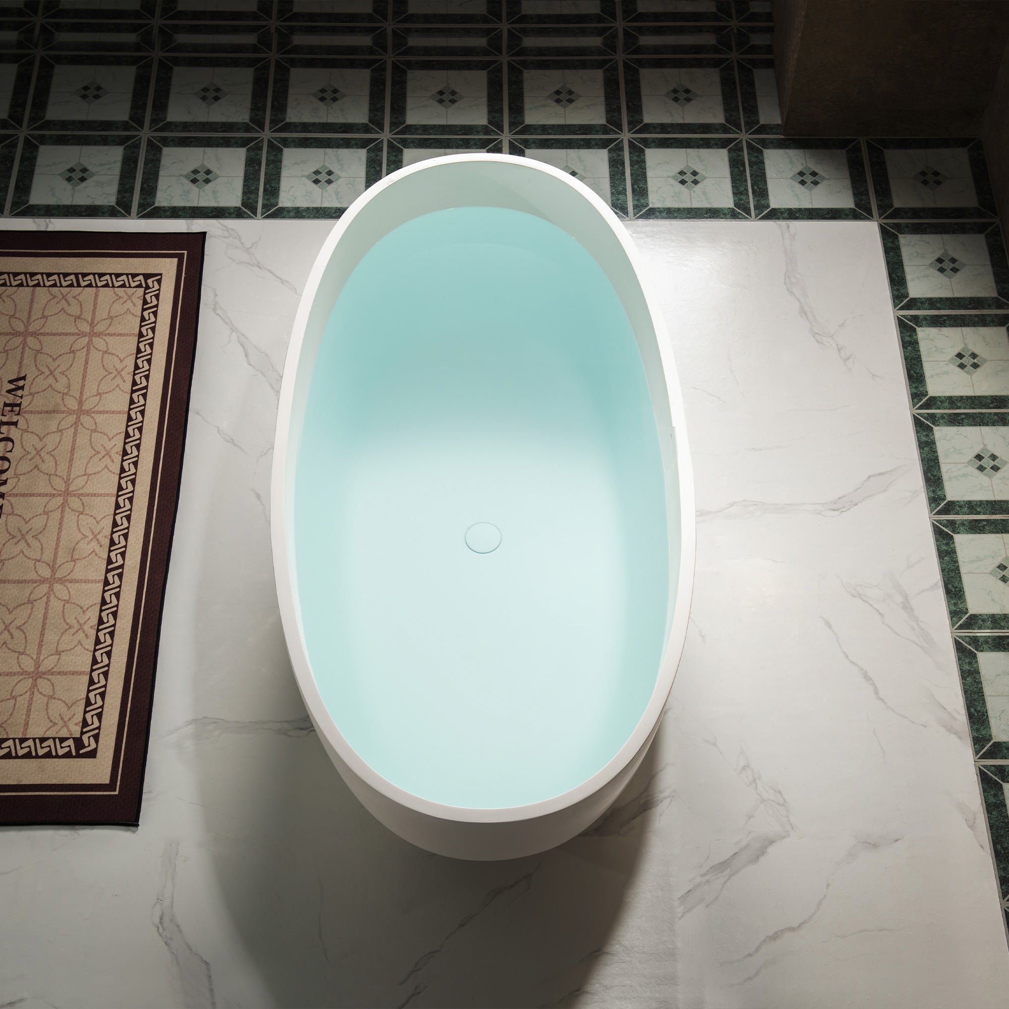 WOODBRIDGE 61" x 30-3/4" Solid Surface Stone Resin Freestanding Bathtub – Matte White (B0044-2.0)