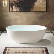 WOODBRIDGE 61" x 30-3/4" Solid Surface Stone Resin Freestanding Bathtub – Matte White (B0044-2.0)