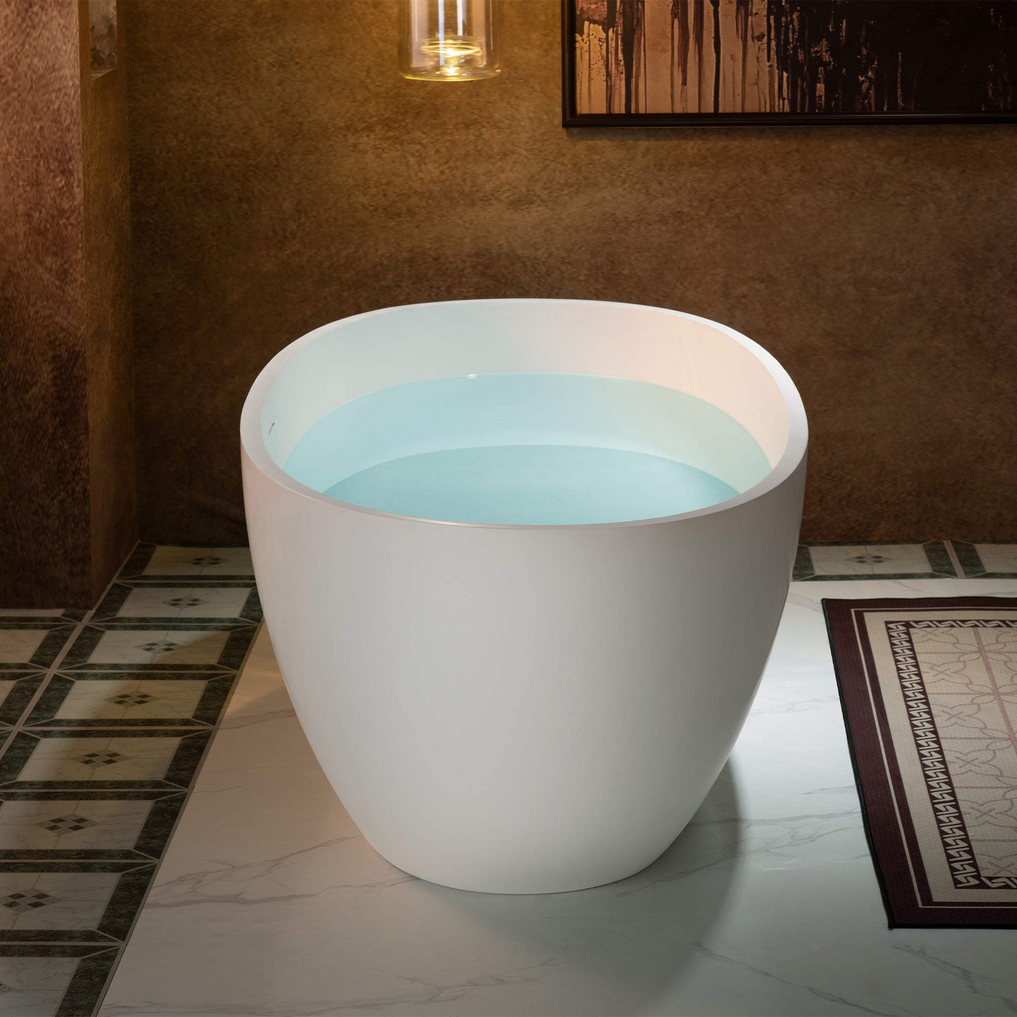 WOODBRIDGE 61" x 30-3/4" Solid Surface Stone Resin Freestanding Bathtub – Matte White (B0044-2.0)