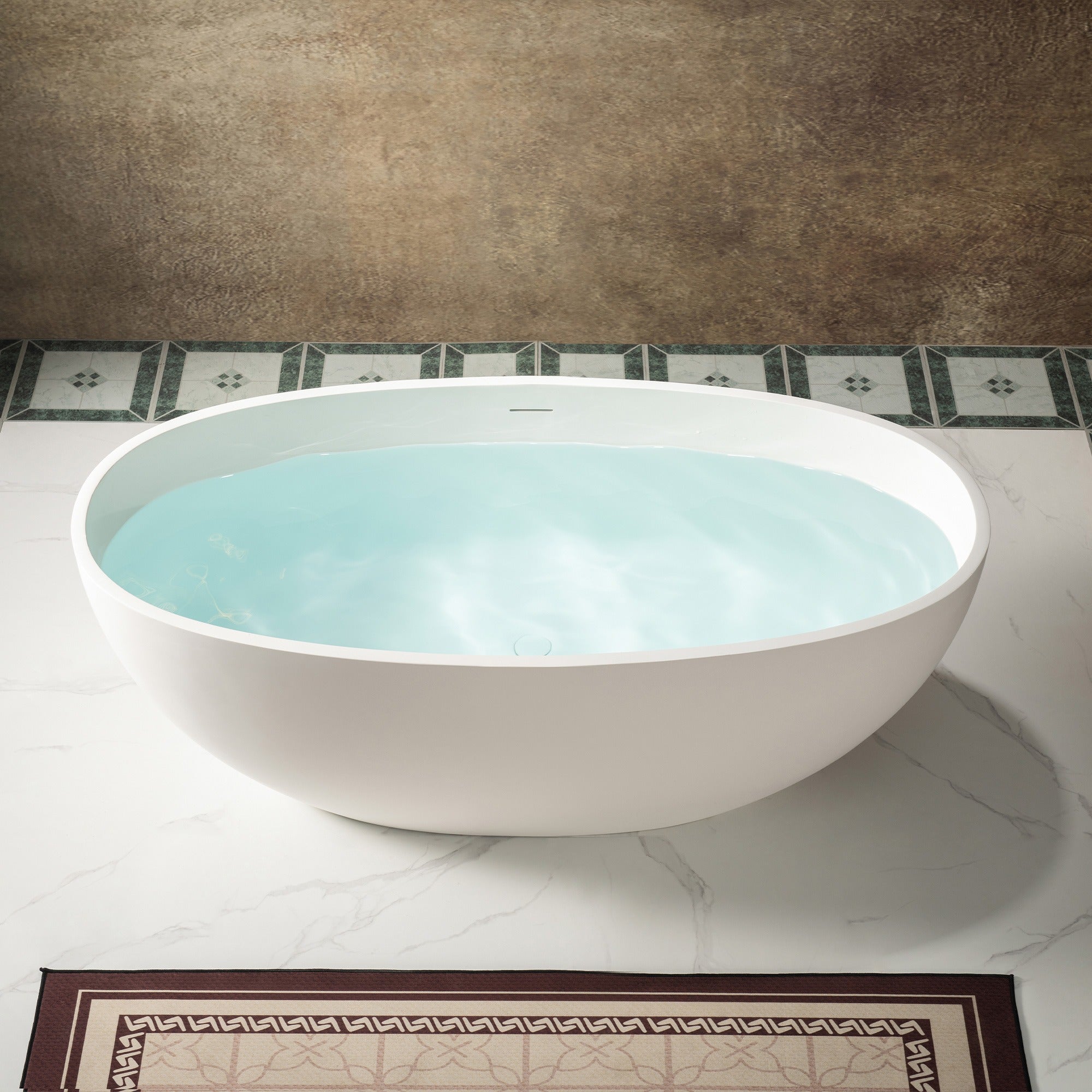 WOODBRIDGE 61" x 30-3/4" Solid Surface Stone Resin Freestanding Bathtub – Matte White (B0044-2.0)