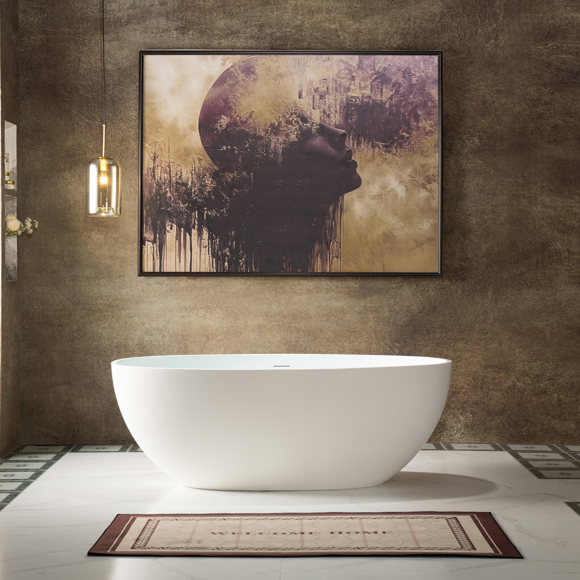 WOODBRIDGE 61" x 30-3/4" Solid Surface Stone Resin Freestanding Bathtub – Matte White (B0044-2.0)
