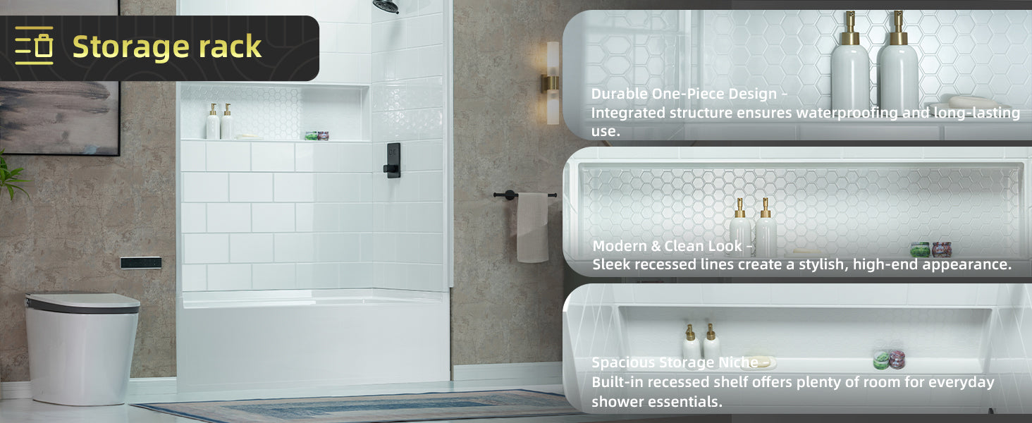 Woodbridge 60” x 32” Alcove Soaking Tub & 4-Piece Surround Combo