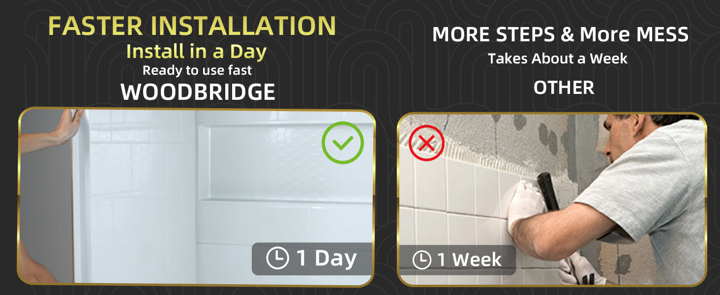 Woodbridge 60” x 32” Alcove Soaking Tub & 4-Piece Surround Combo