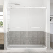 WOODBRIDGE Frameless Tub Doors 66-72" Width x 76" Height with 5/16"(8mm) Clear Tempered Glass, 2 Ways Opening & Double Sliding