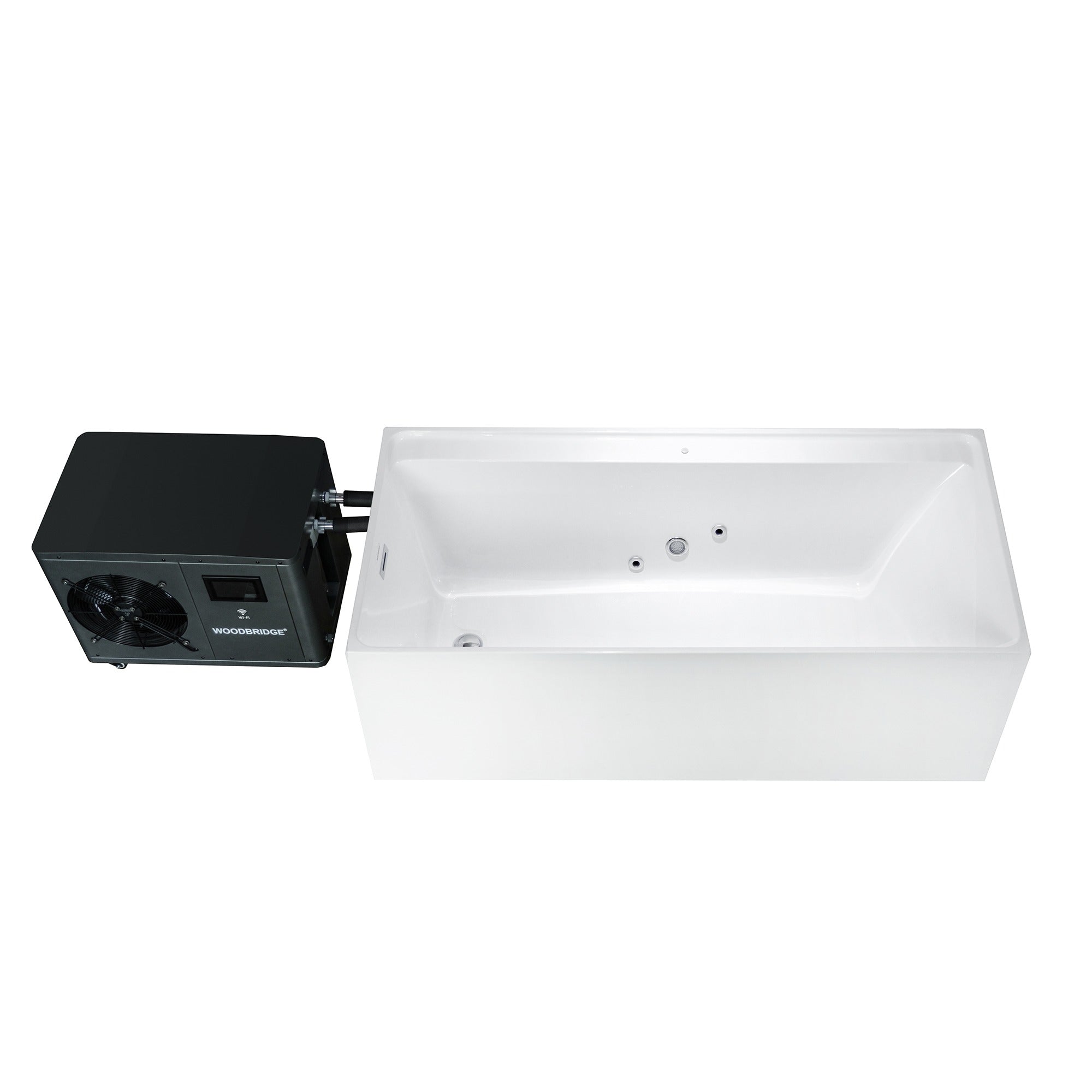WOODBRIDGE 67" L x 31-1/2" W Freestanding Acrylic Cold Plunge Ice Tub, AIC6710+BWI5000