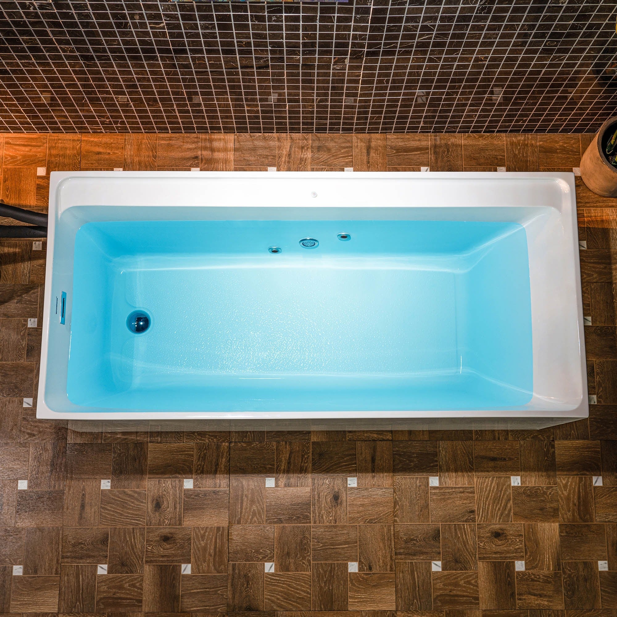 WOODBRIDGE 67" L x 31-1/2" W Freestanding Acrylic Cold Plunge Ice Tub, AIC6710+WWI6000