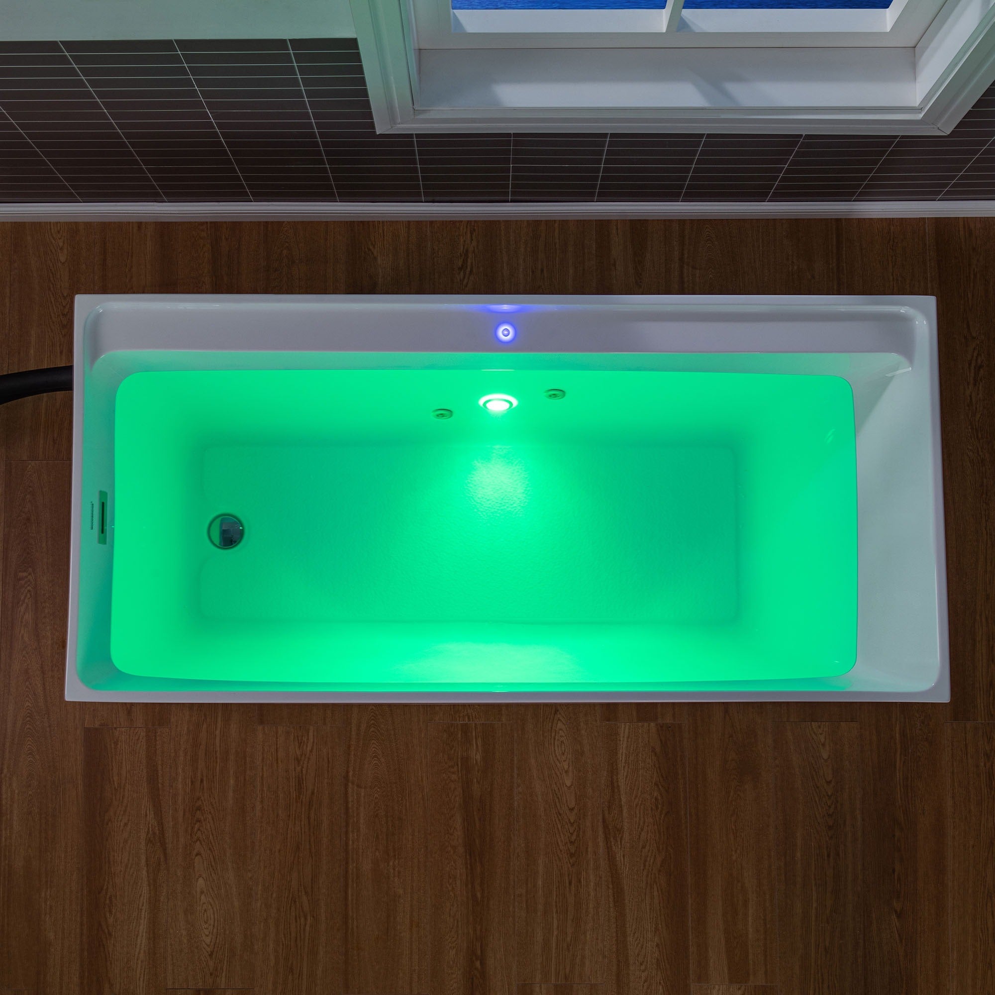 WOODBRIDGE 67" L x 31-1/2" W Freestanding Acrylic Cold Plunge Ice Tub, AIC6710+WWI6000