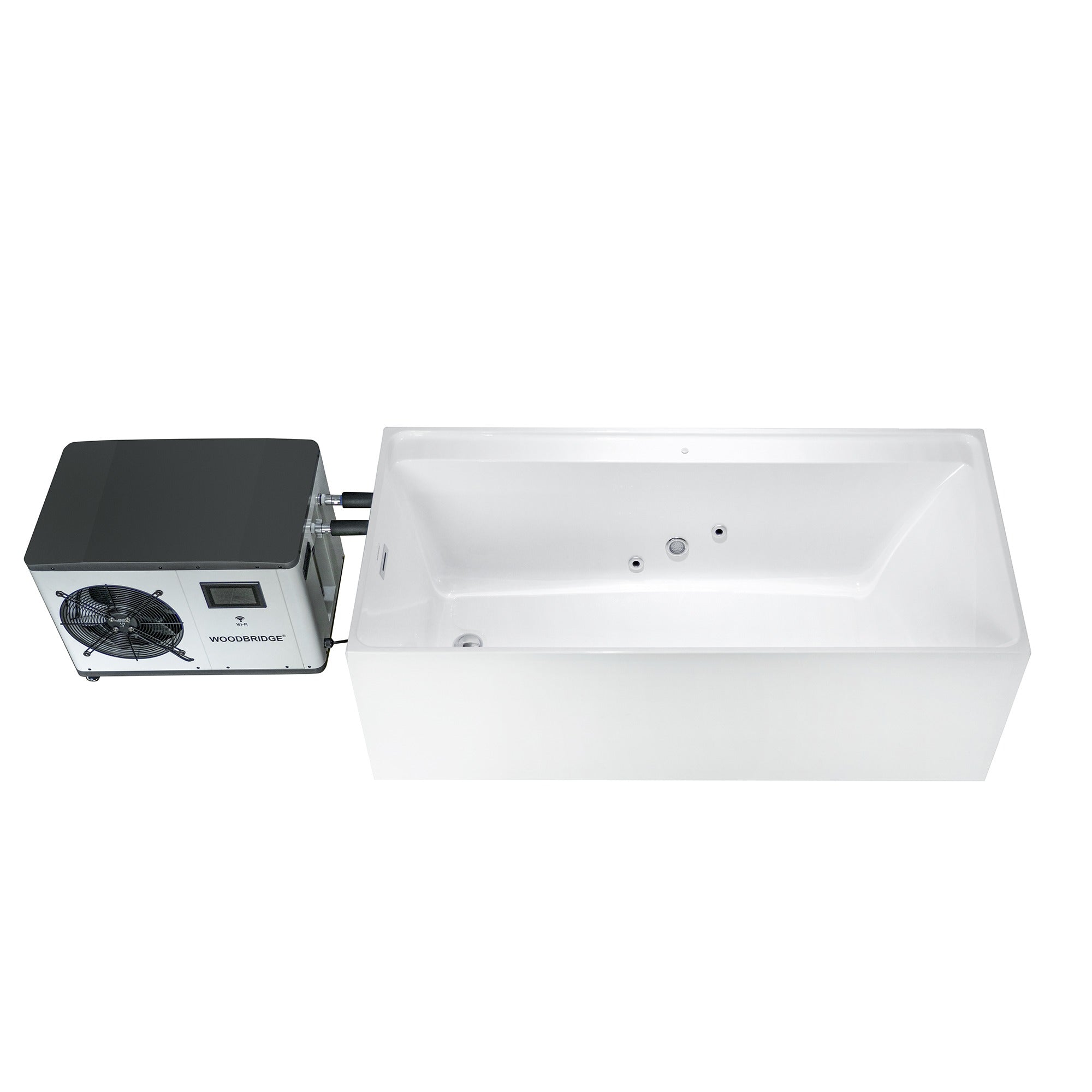 WOODBRIDGE 67" L x 31-1/2" W Freestanding Acrylic Cold Plunge Ice Tub, AIC6710+WWI6000