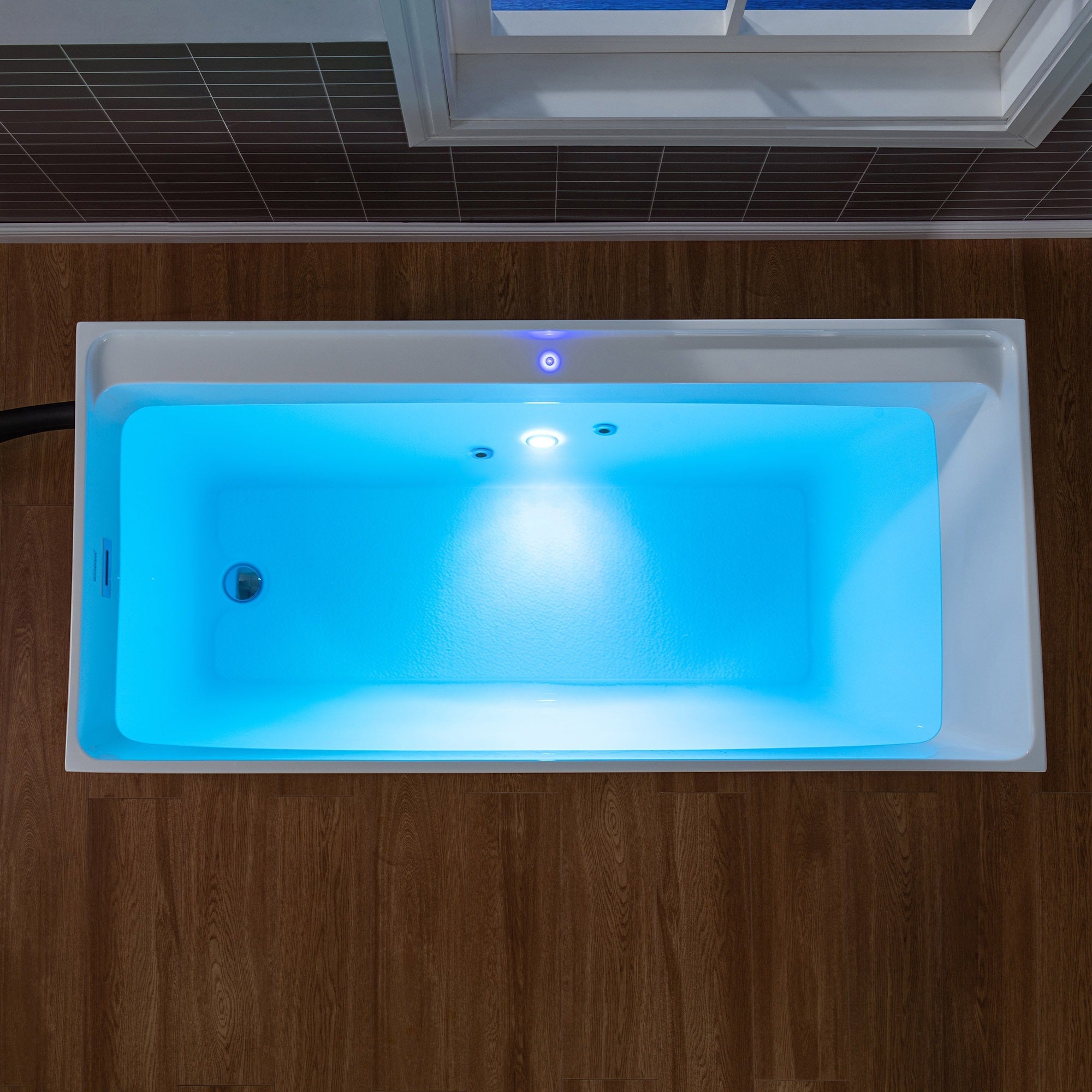 WOODBRIDGE 67" L x 31-1/2" W Freestanding Acrylic Cold Plunge Ice Tub, AIC6710+WWI6000
