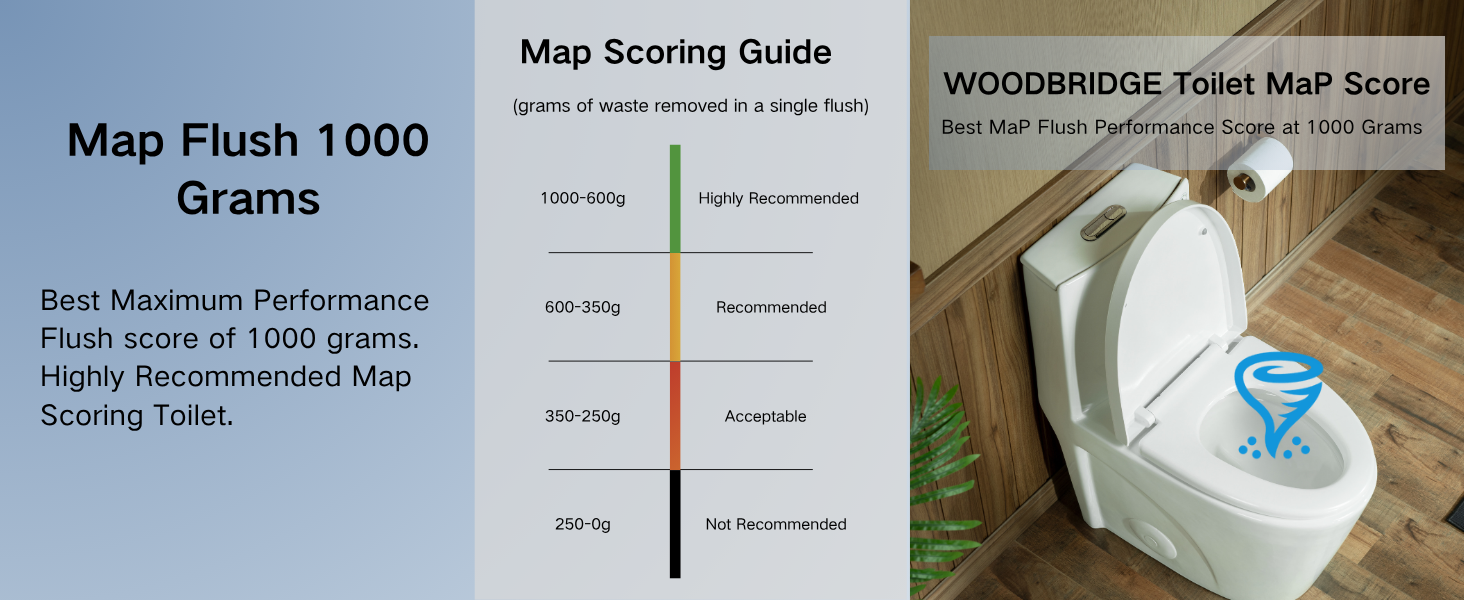 WOODBRIDGE WT001 ADA Round One-Piece Toilet – 1000g MaP Dual Flush