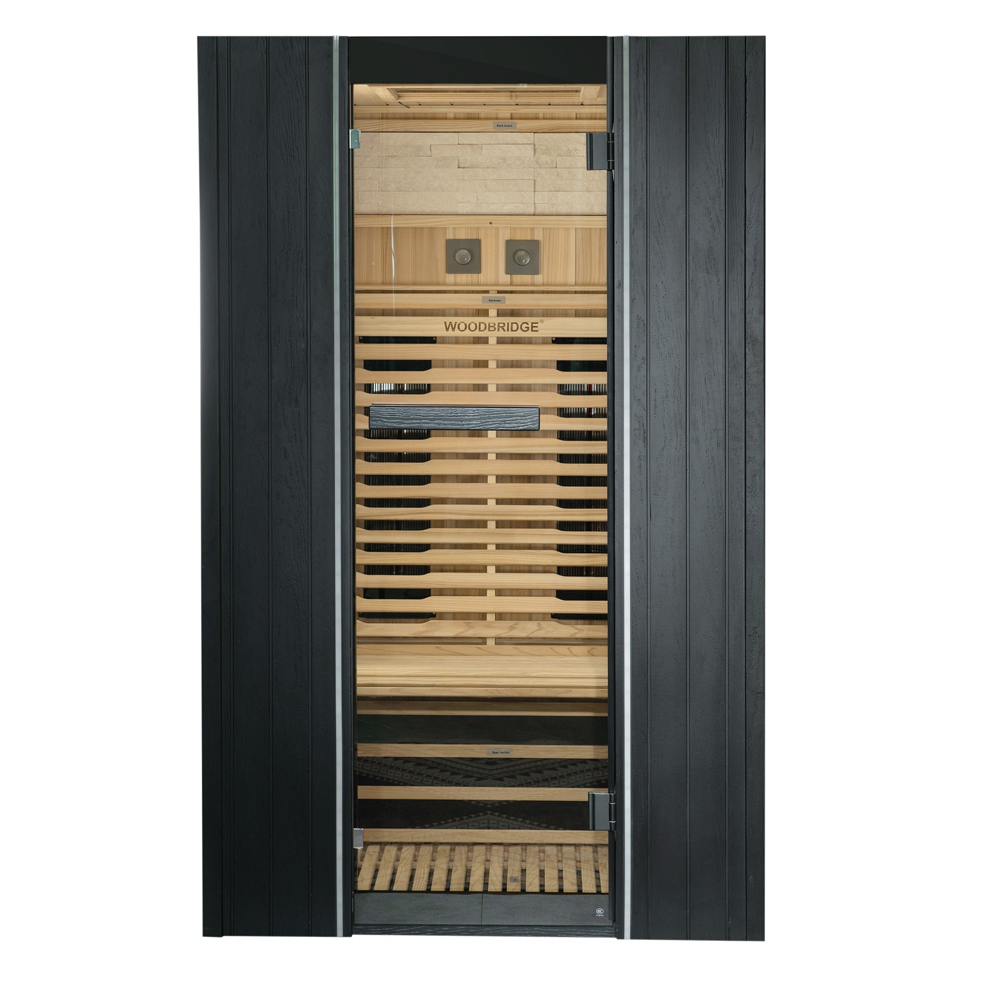 2-Person Indoor FAR Infrared  Black Sauna Crafted from Japanese Douglas Fir with Red Light Therapy, PEM-4747-B