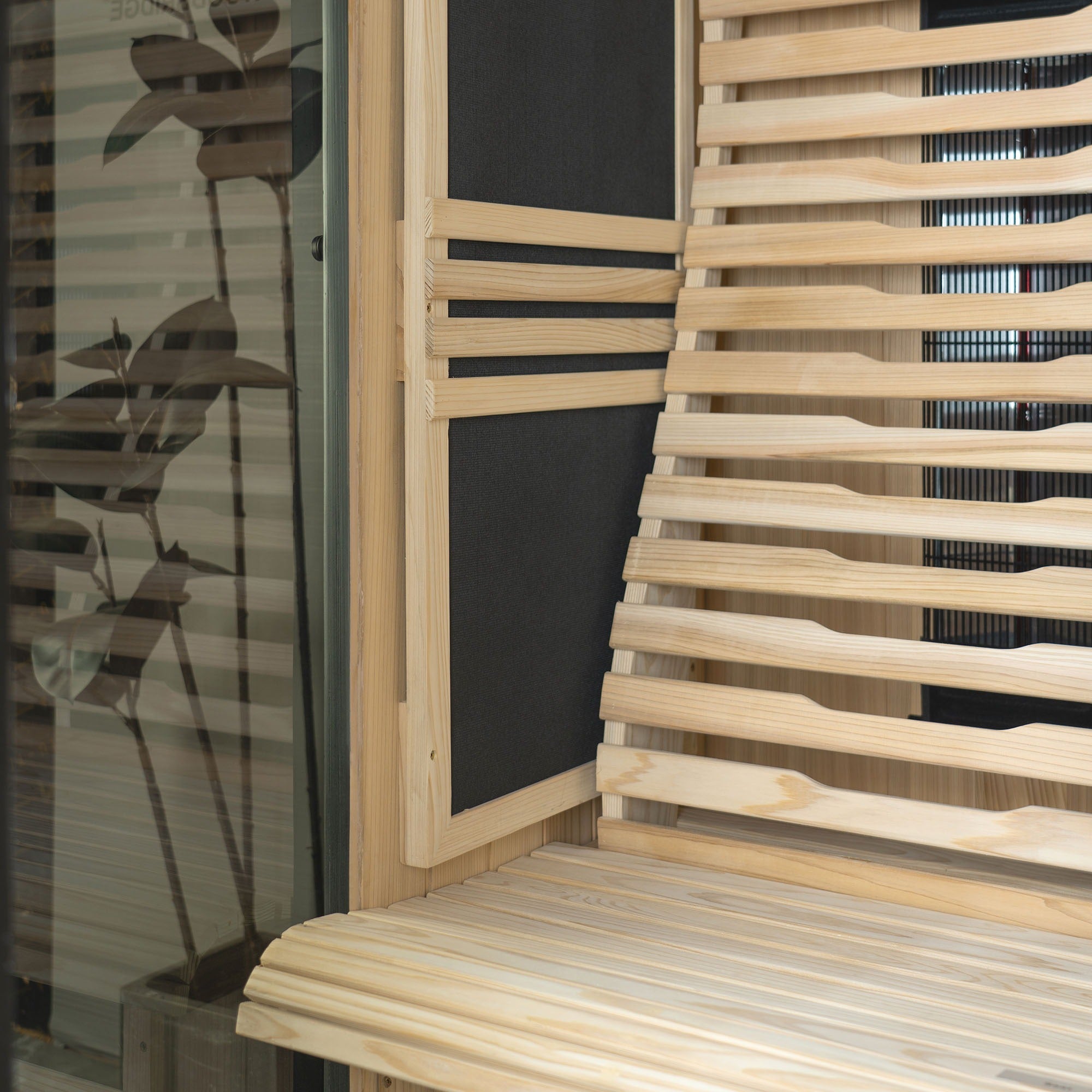 2-Person Indoor FAR Infrared  Black Sauna Crafted from Japanese Douglas Fir with Red Light Therapy, PEM-4747-B
