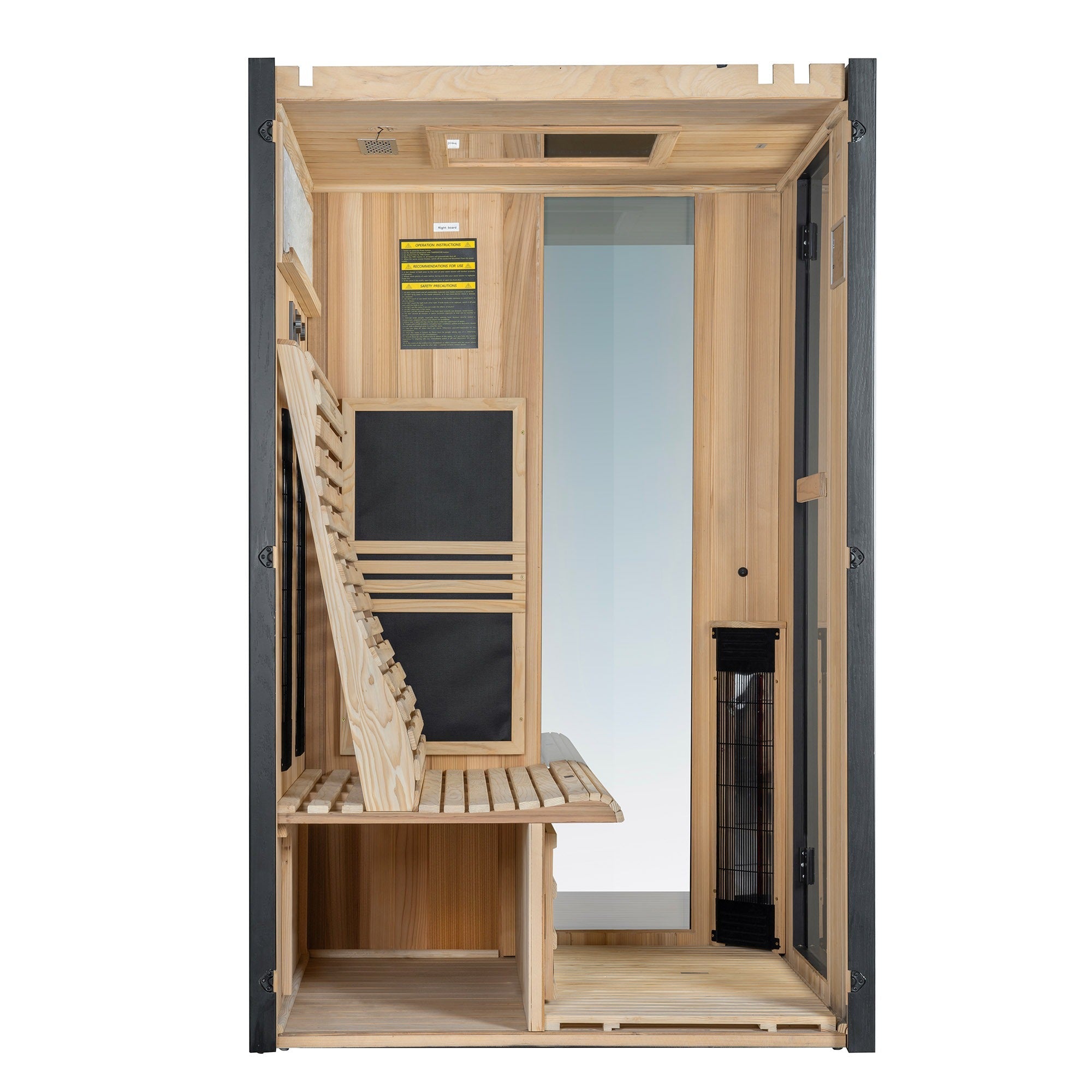 2-Person Indoor FAR Infrared  Black Sauna Crafted from Japanese Douglas Fir with Red Light Therapy, PEM-4747-B