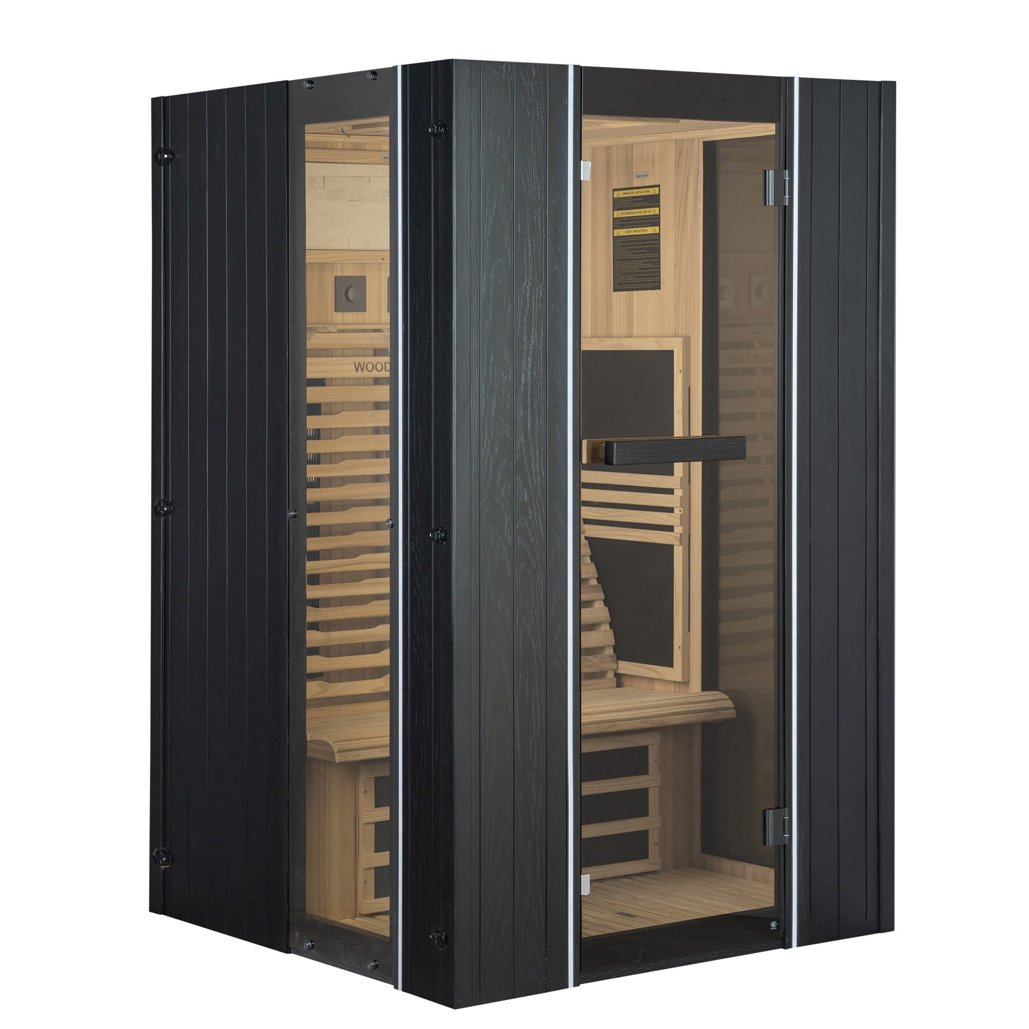2-Person Indoor FAR Infrared  Black Sauna Crafted from Japanese Douglas Fir with Red Light Therapy, PEM-4747-B