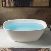 WOODBRIDGE 59" L x 32-5/8" W Luxury Contemporary Solid Surface Stone Resin Freestanding Bathtub in Matte White