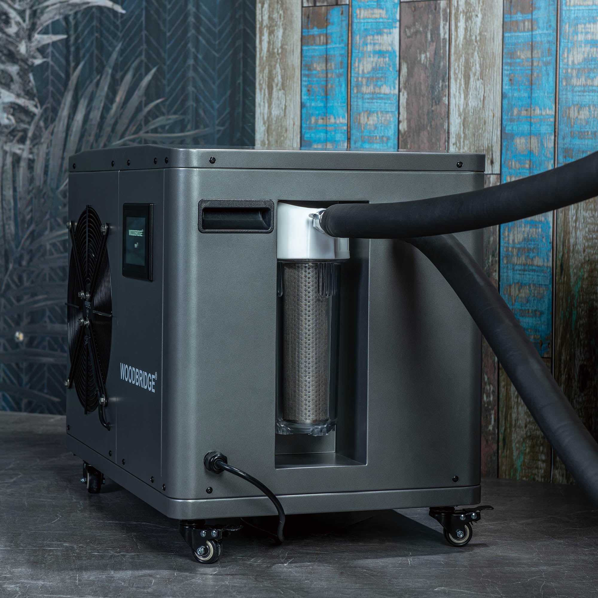 WOODBRIDGE 1.3HP Portable Chiller with Touch Screen Control Panel and Reusable Stainless Steel Filter, Gray, WIFI-enabled & remote control via APP, BWI5000