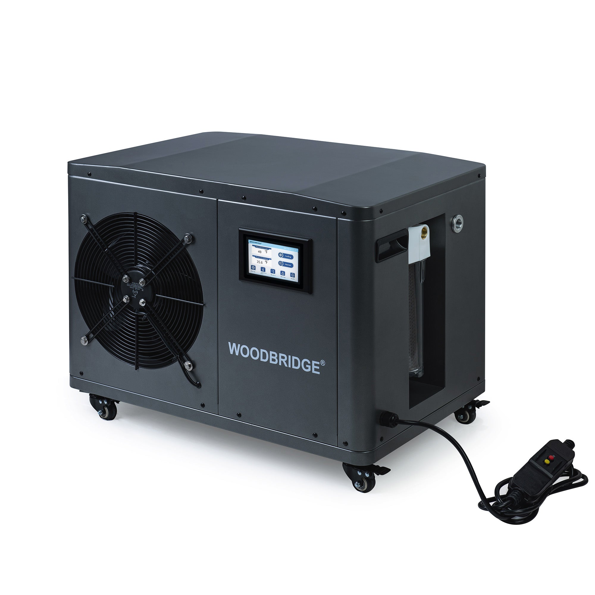 WOODBRIDGE 1.3HP Portable Chiller with Touch Screen Control Panel and Reusable Stainless Steel Filter, Gray, WIFI-enabled & remote control via APP, BWI5000