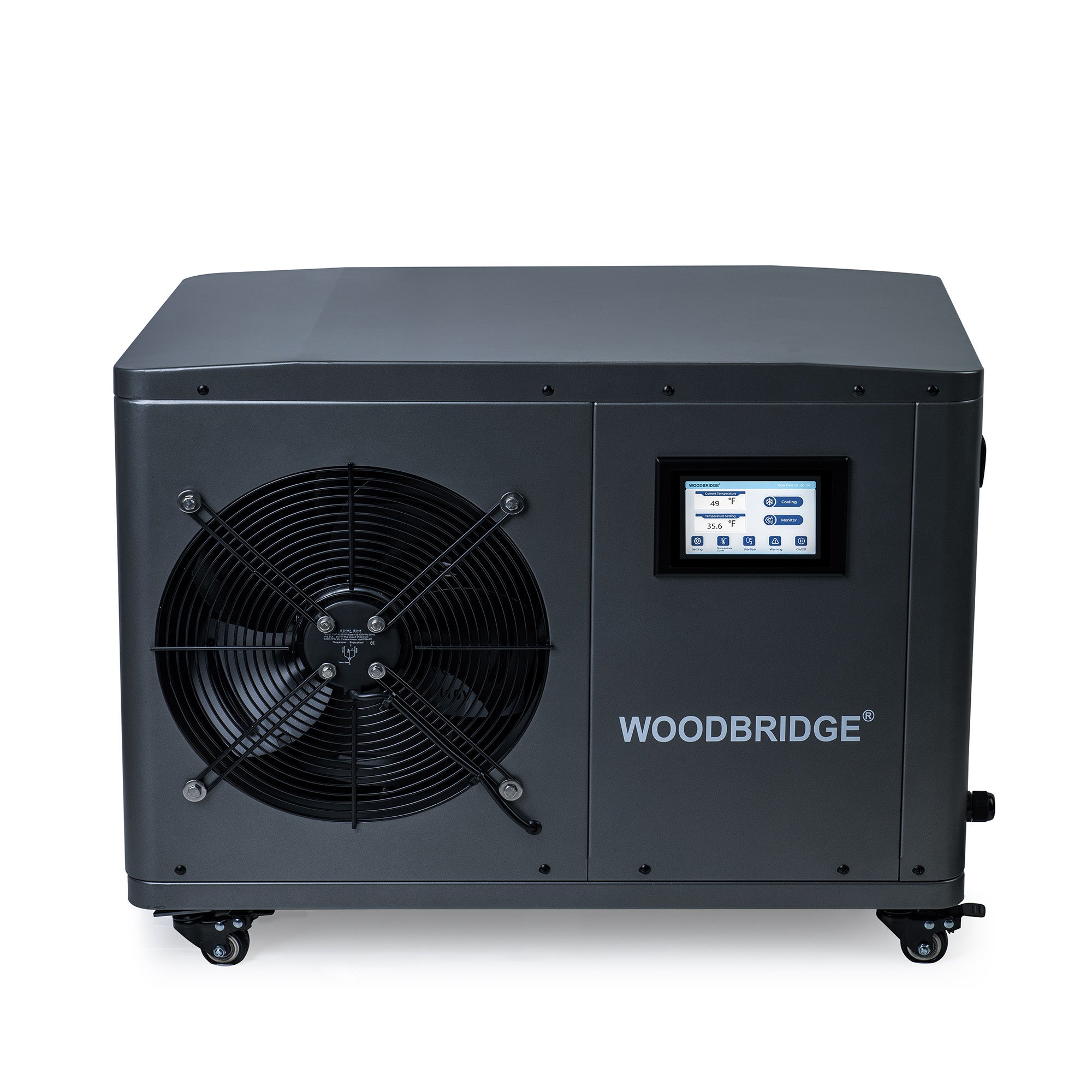 WOODBRIDGE 1.3HP Portable Chiller with Touch Screen Control Panel and Reusable Stainless Steel Filter, Gray, WIFI-enabled & remote control via APP, BWI5000