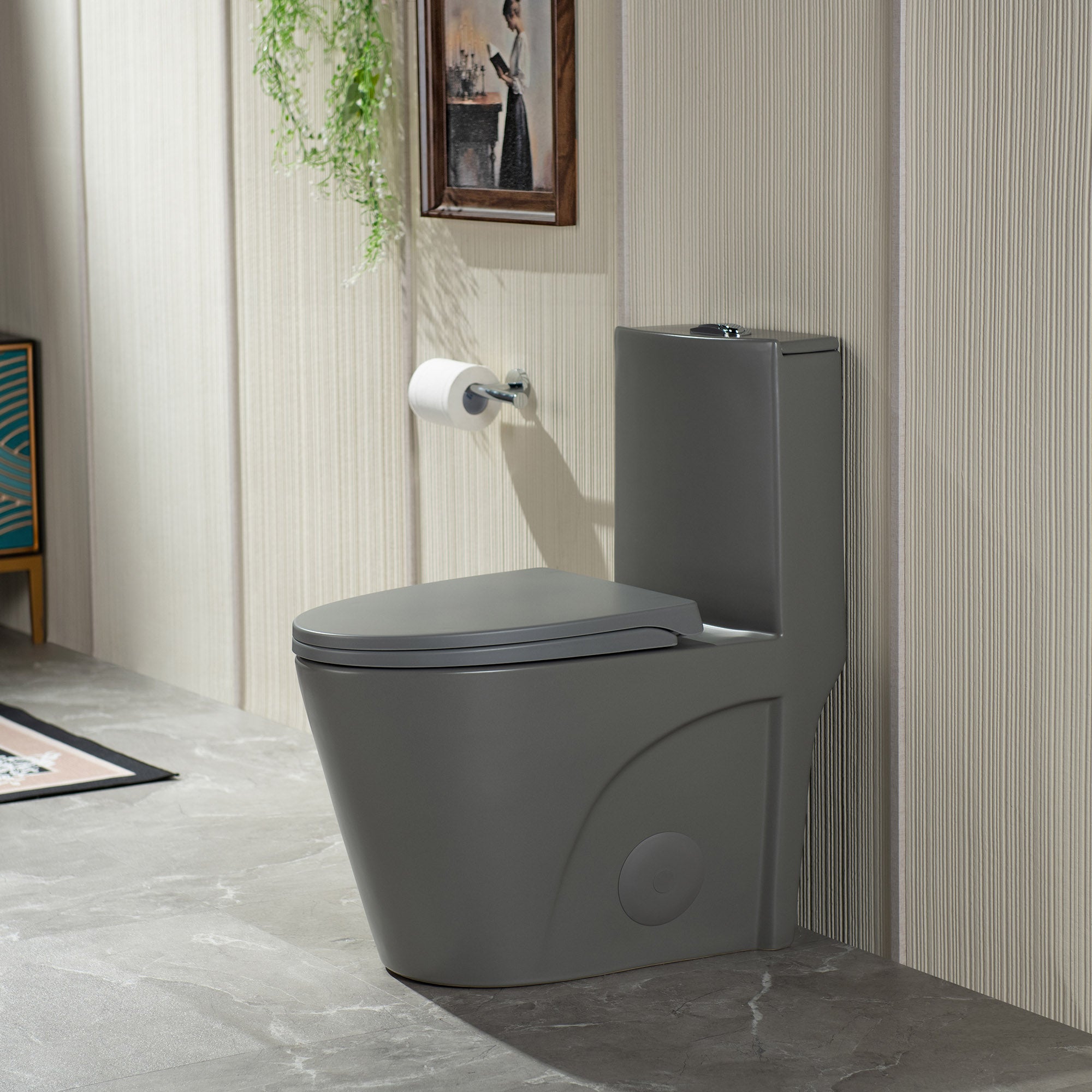 WOODBRIDGE WT003 Light Gray One-Piece Toilet – ADA Chair Height & 1000g MaP Flush