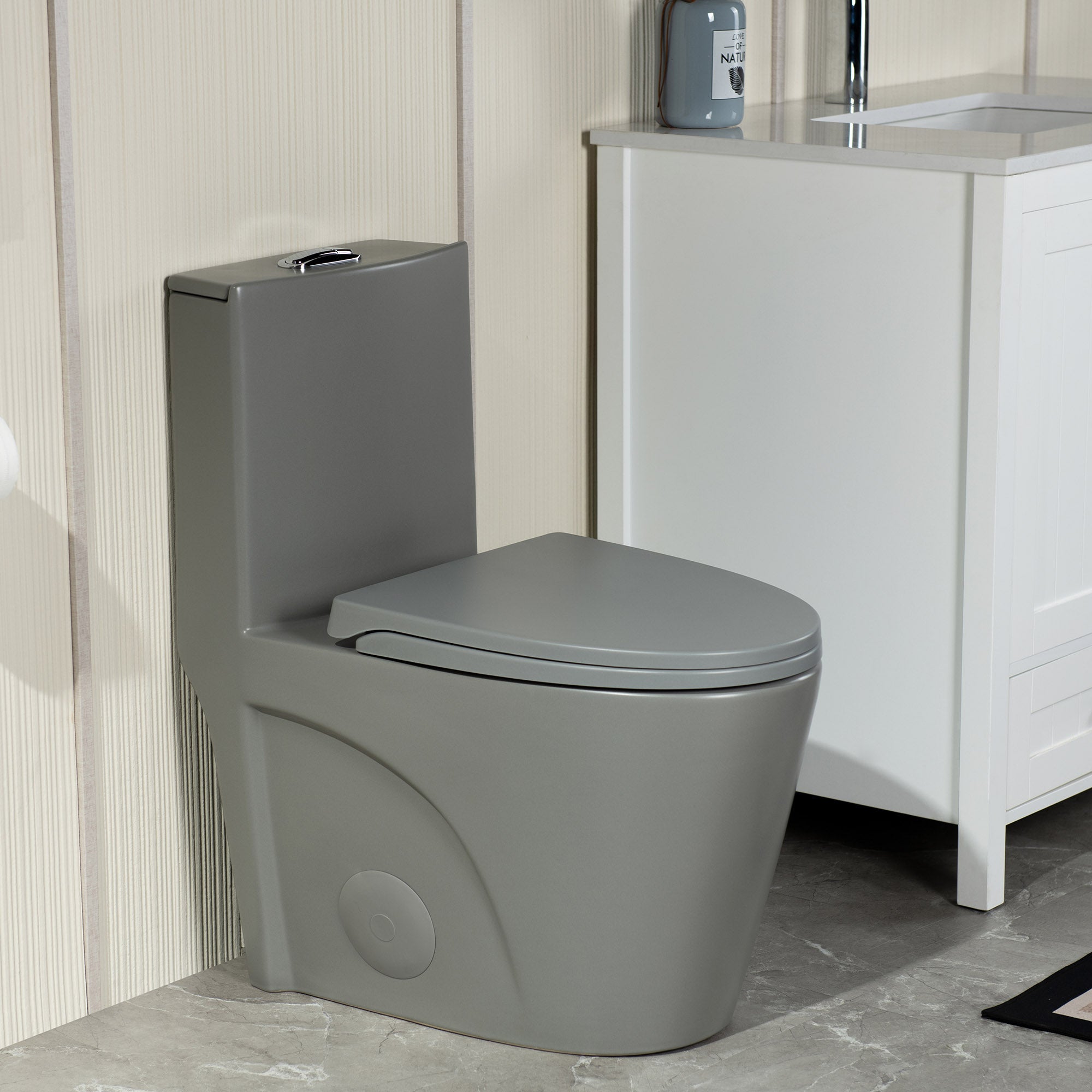 WOODBRIDGE WT003 Light Gray One-Piece Toilet – ADA Chair Height & 1000g MaP Flush