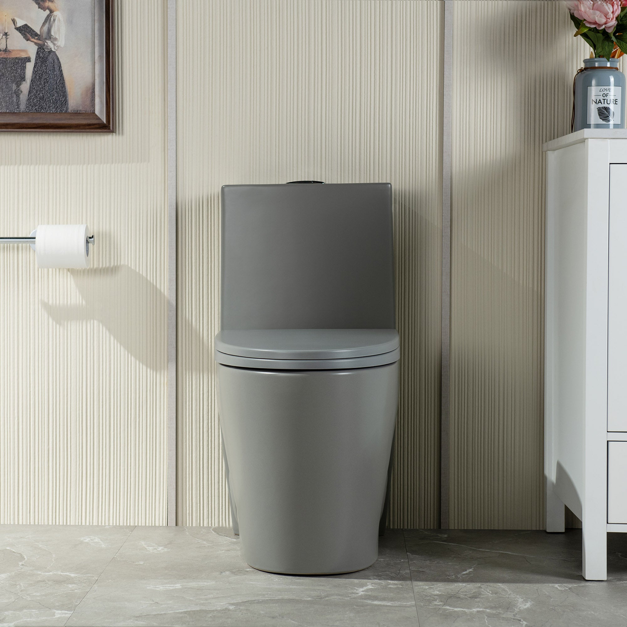 WOODBRIDGE WT003 Light Gray One-Piece Toilet – ADA Chair Height & 1000g MaP Flush