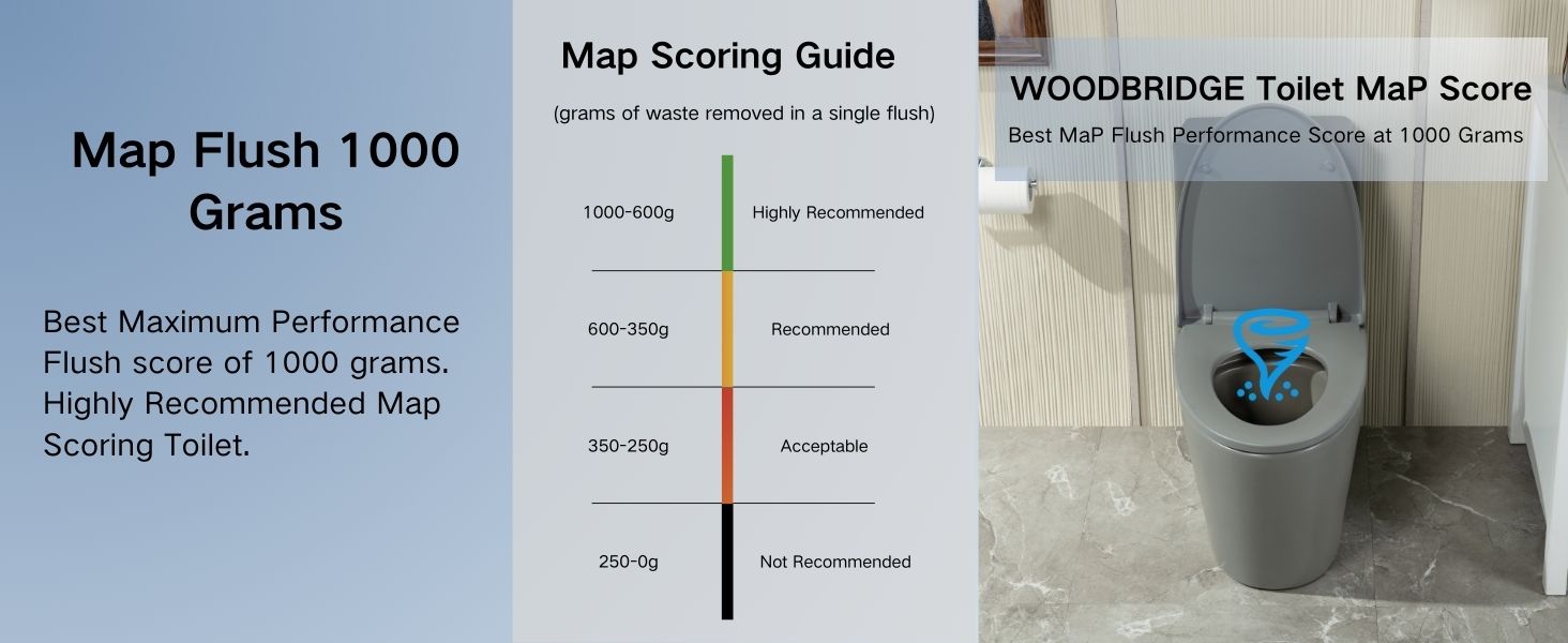 WOODBRIDGE WT003 Light Gray One-Piece Toilet – ADA Chair Height & 1000g MaP Flush