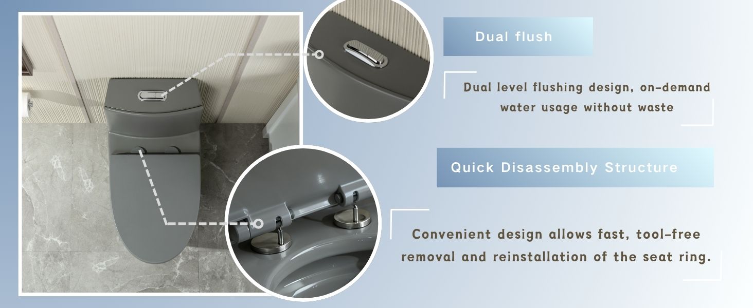 WOODBRIDGE WT003 Light Gray One-Piece Toilet – ADA Chair Height & 1000g MaP Flush