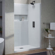 WOODBRIDGE 60"L x 32"W Shower Combo Kits with Glue Up Shower Walls in Glossy White and Shower Base with Center Drain in White