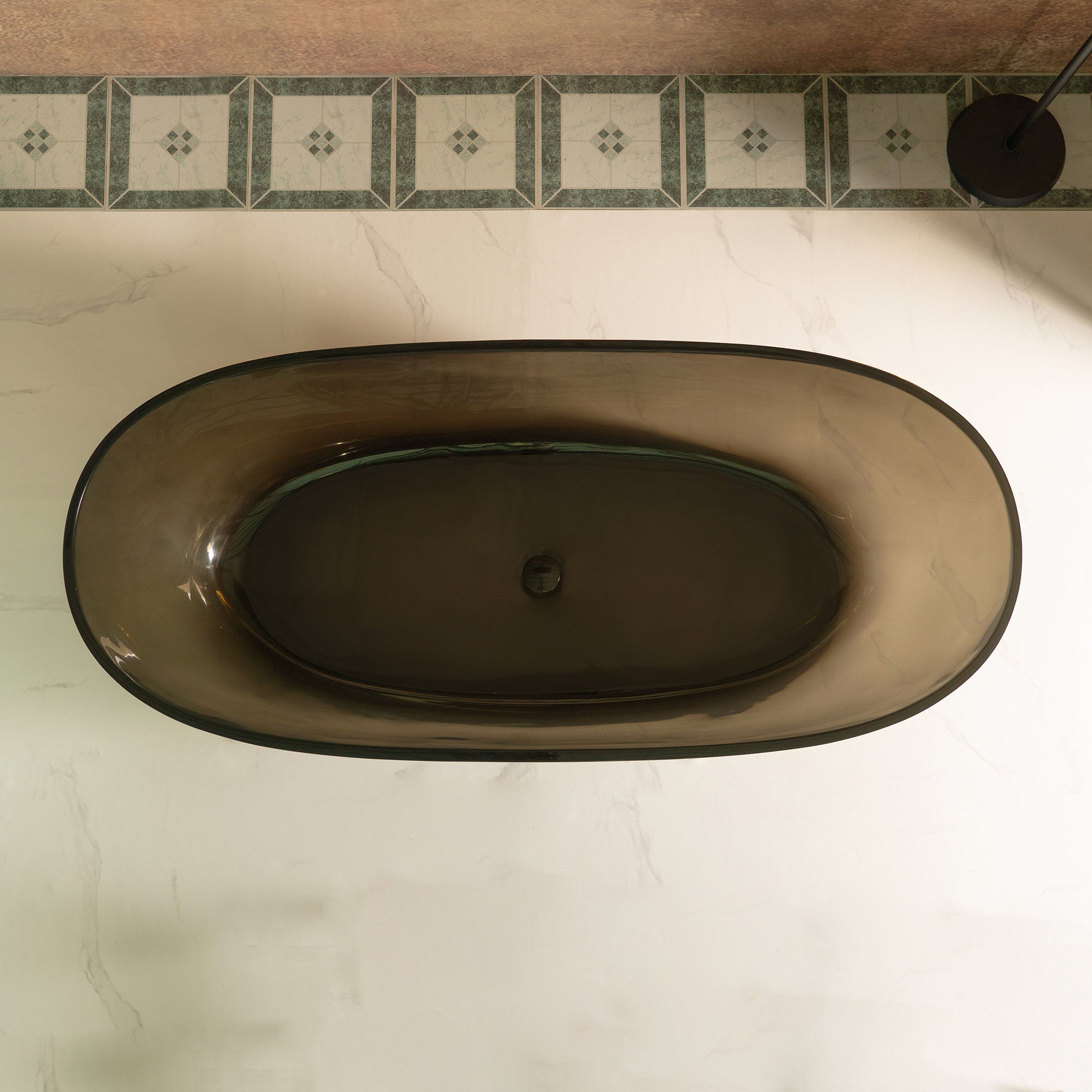 WOODBRIDGE 63 Inch Solid Surface Freestanding Bathtub Transparent Gray – MST0803