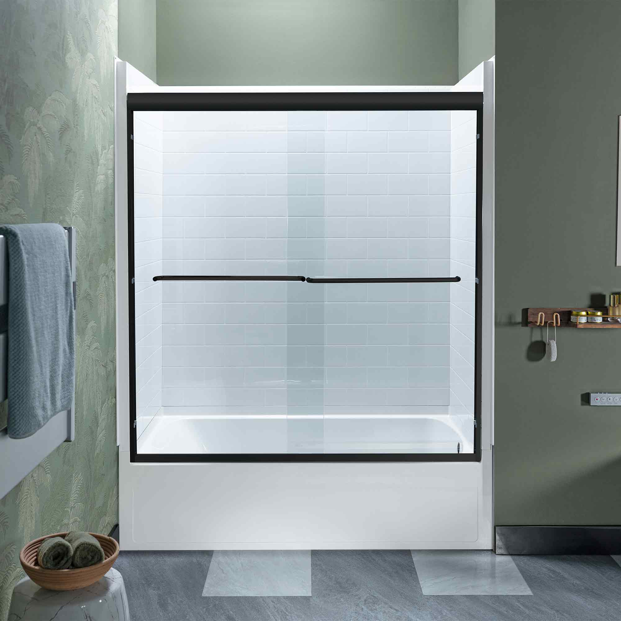 WOODBRIDGE Double Sliding Tub Door 56-60" Width x 60"Height with 5/16"(8mm) Clear Tempered Glass