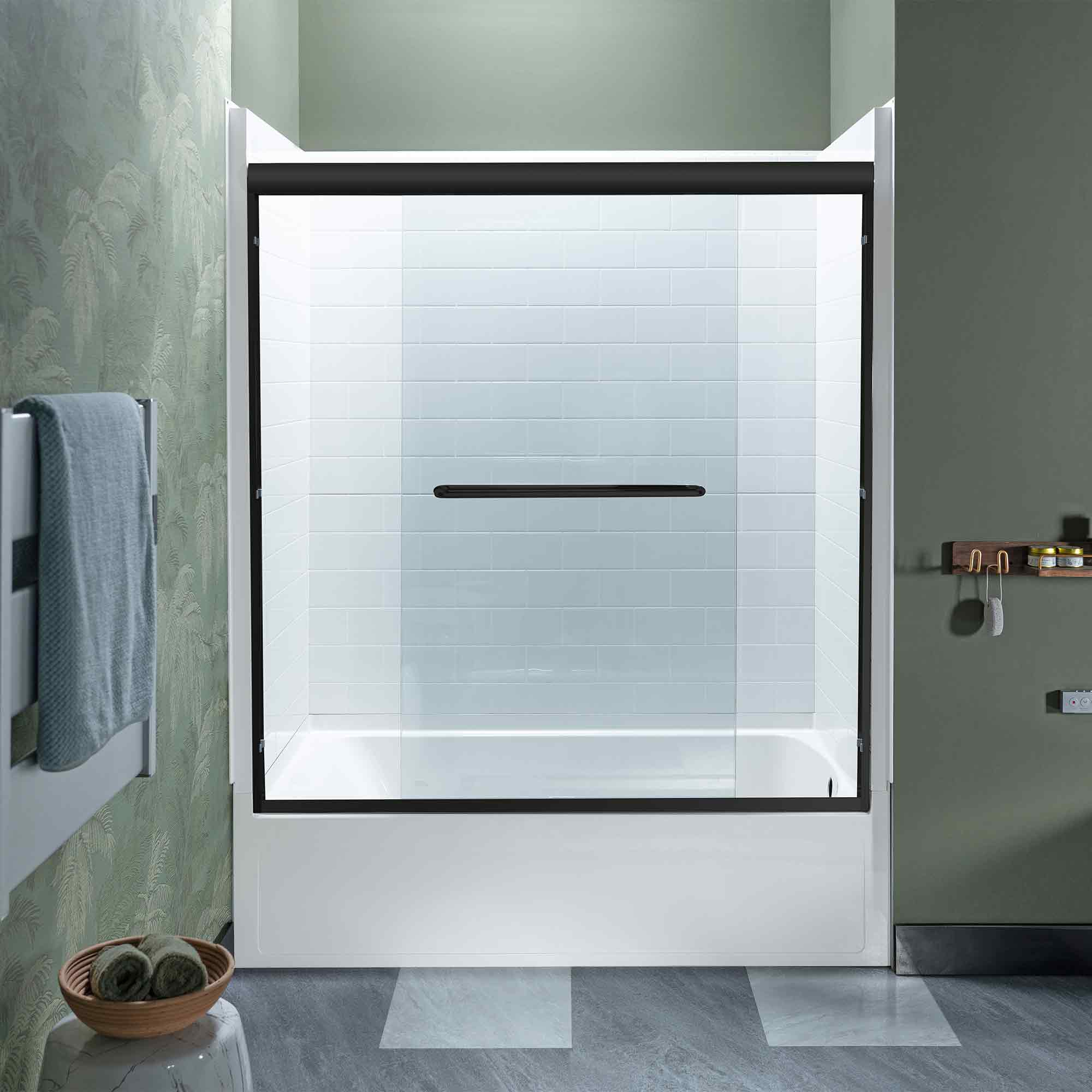 WOODBRIDGE Double Sliding Tub Door 56-60" Width x 60"Height with 5/16"(8mm) Clear Tempered Glass