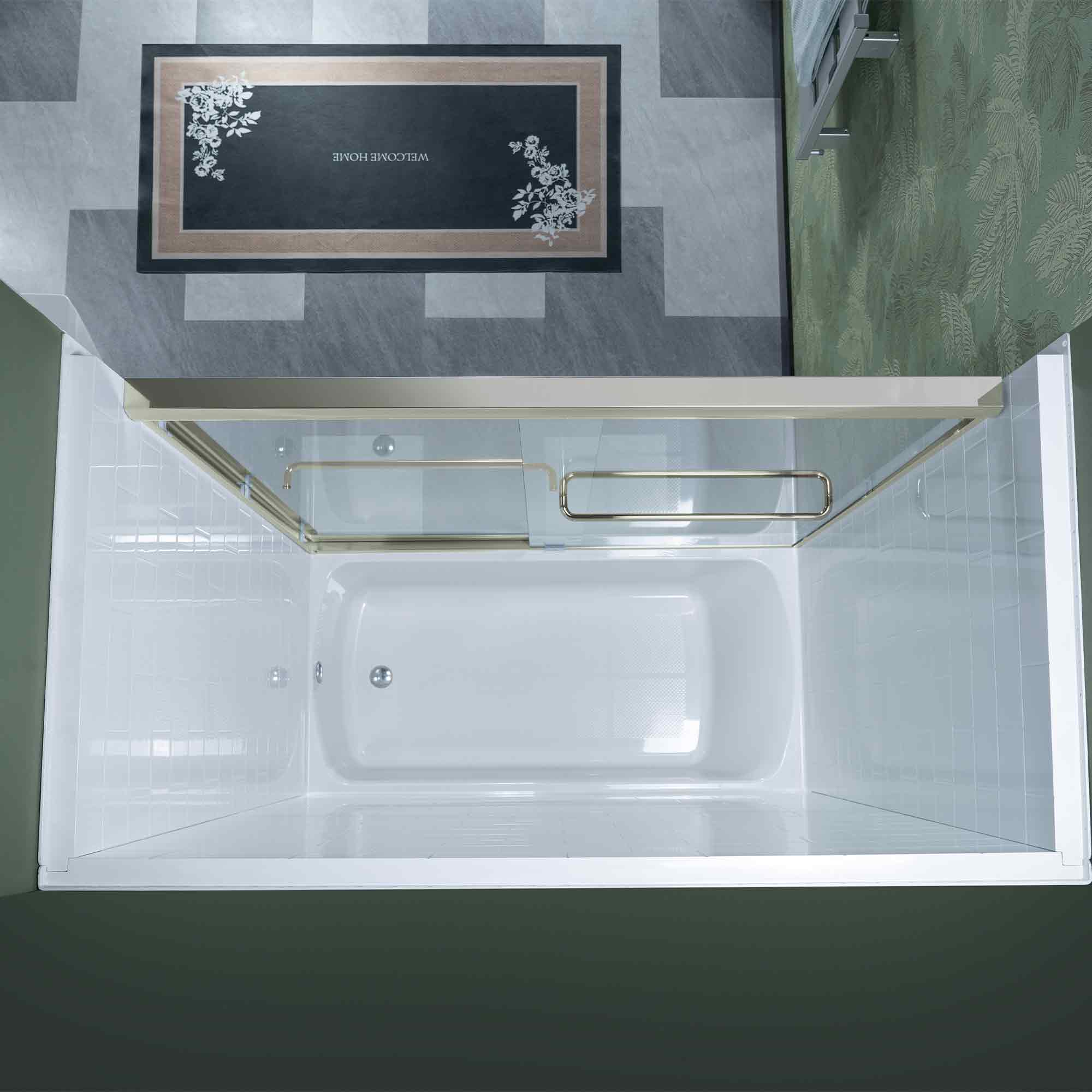 WOODBRIDGE Double Sliding Tub Door 56-60" Width x 60"Height with 5/16"(8mm) Clear Tempered Glass
