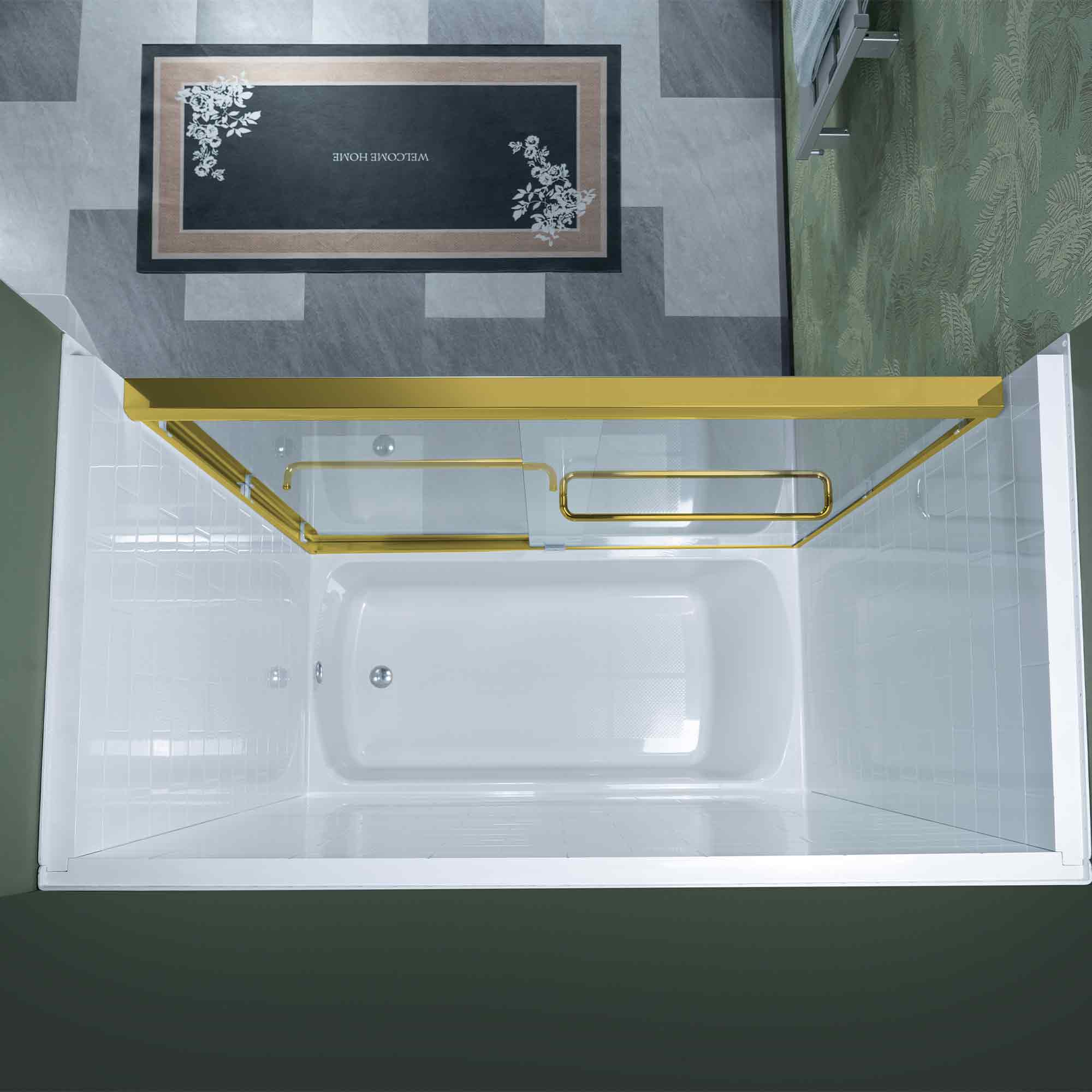 WOODBRIDGE Double Sliding Tub Door 56-60" Width x 60"Height with 5/16"(8mm) Clear Tempered Glass
