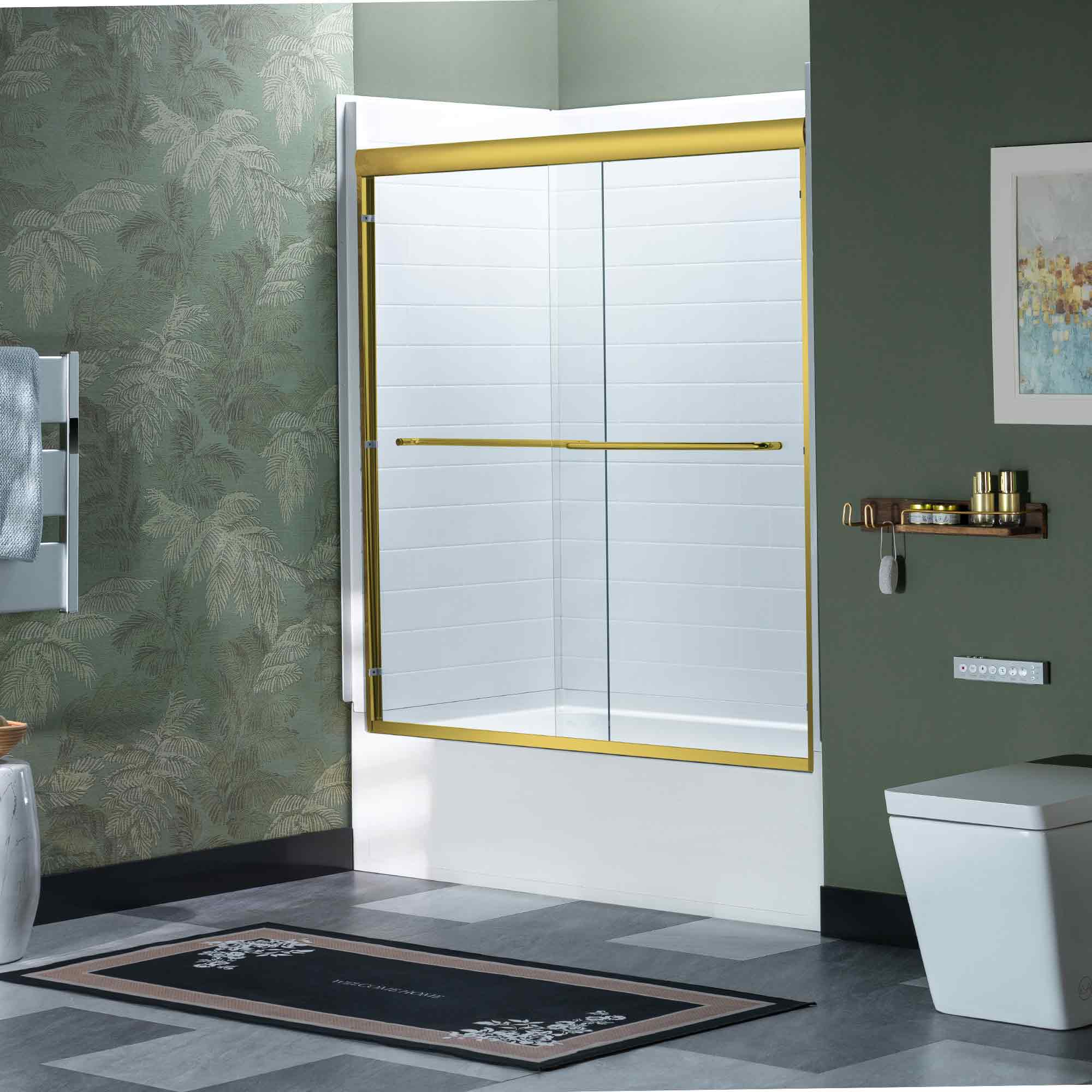 WOODBRIDGE Double Sliding Tub Door 56-60" Width x 60"Height with 5/16"(8mm) Clear Tempered Glass