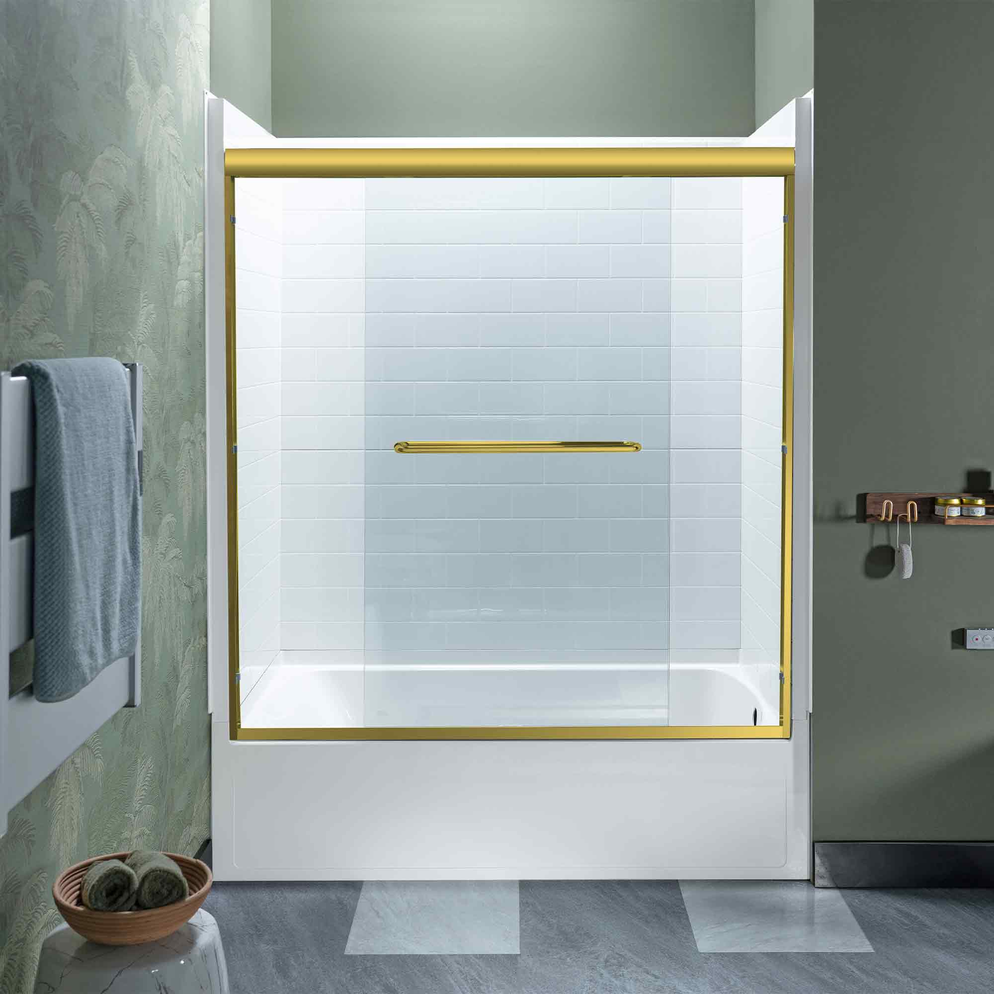 WOODBRIDGE Double Sliding Tub Door 56-60" Width x 60"Height with 5/16"(8mm) Clear Tempered Glass