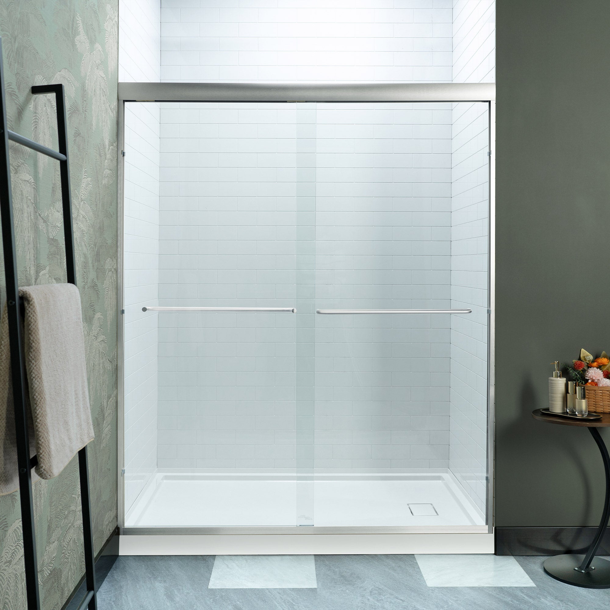 WOODBRIDGE Double Sliding Shower Door 56-60" Width x 72"Height with 5/16"(8mm) Clear Tempered Glass