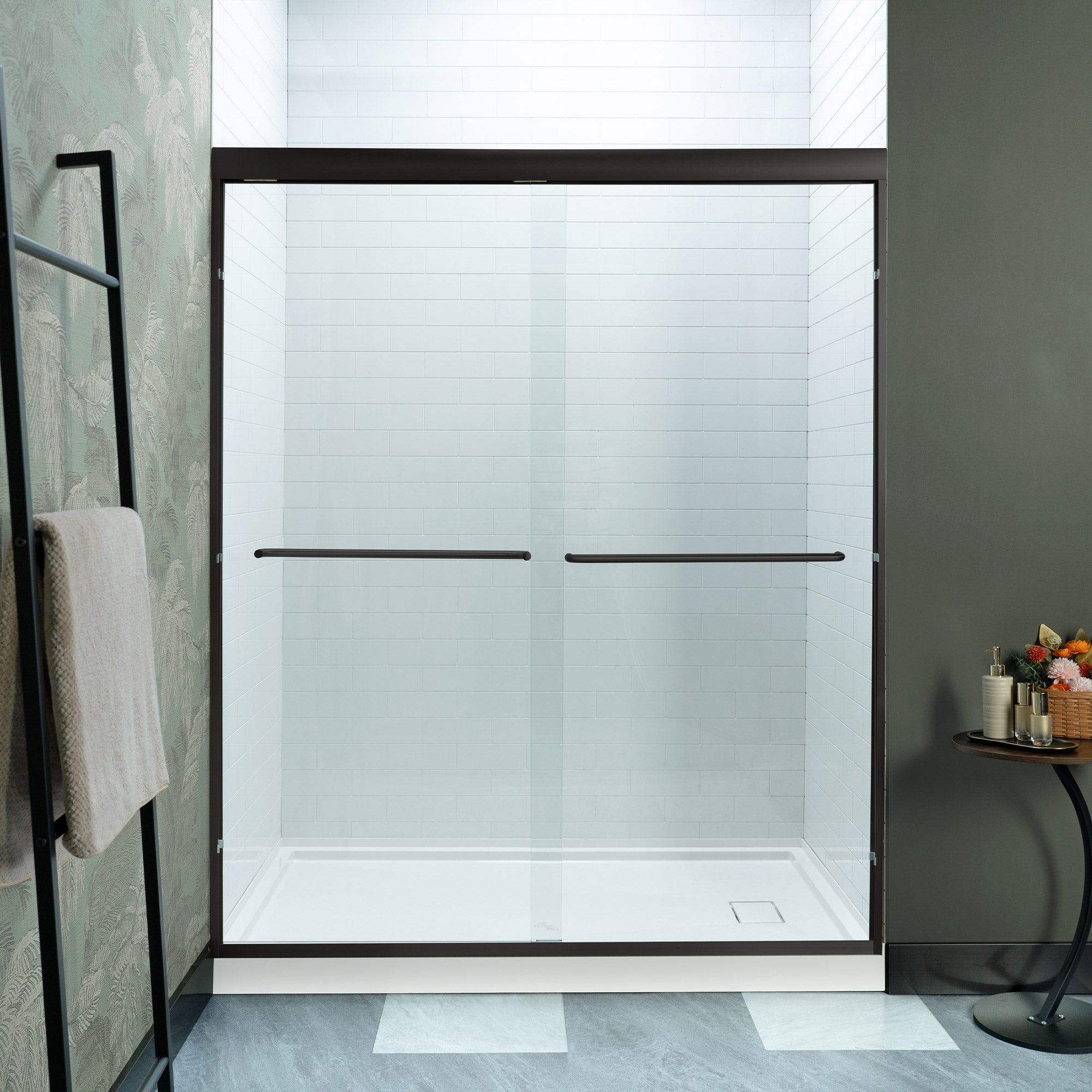 WOODBRIDGE Double Sliding Shower Door 56-60" Width x 72"Height with 5/16"(8mm) Clear Tempered Glass