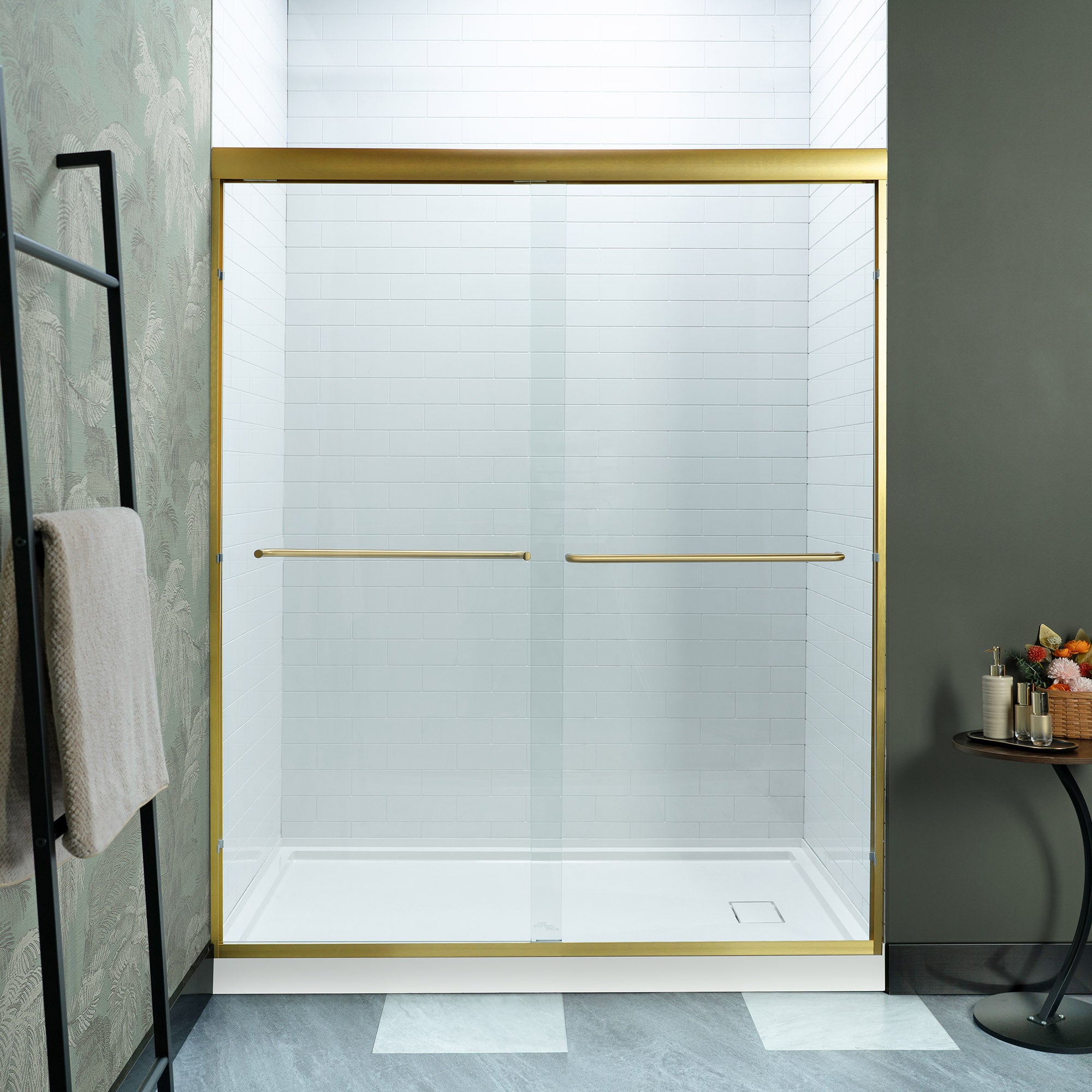 WOODBRIDGE Double Sliding Shower Door 56-60" Width x 72"Height with 5/16"(8mm) Clear Tempered Glass