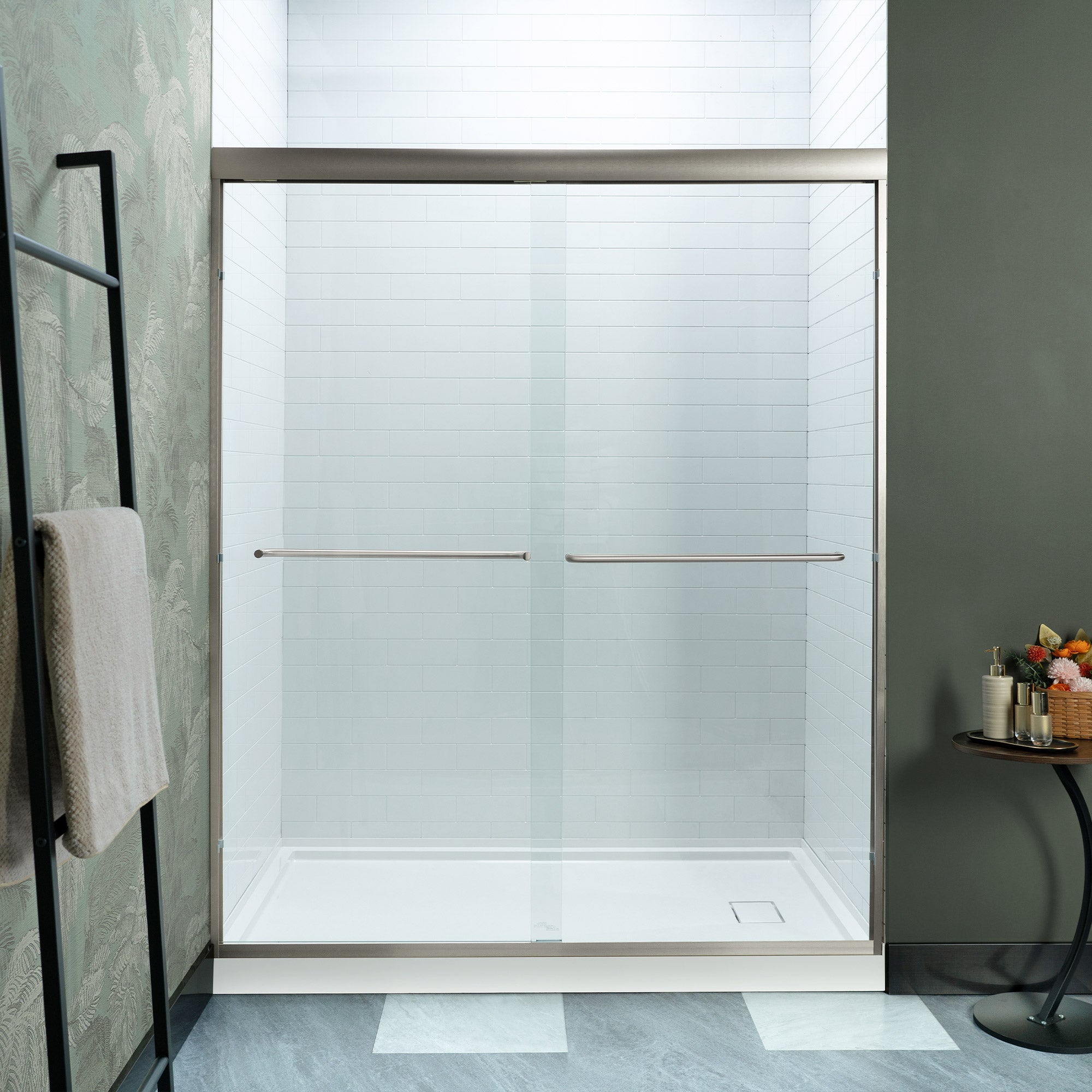 WOODBRIDGE Double Sliding Shower Door 56-60" Width x 72"Height with 5/16"(8mm) Clear Tempered Glass