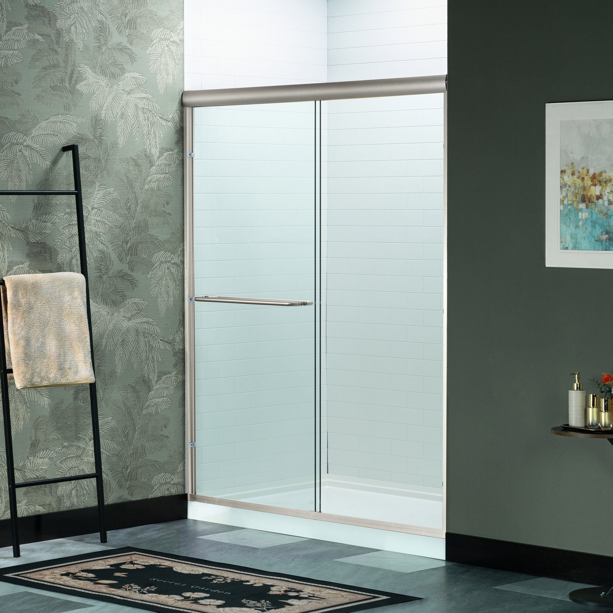 WOODBRIDGE Double Sliding Shower Door 56-60" Width x 72"Height with 5/16"(8mm) Clear Tempered Glass
