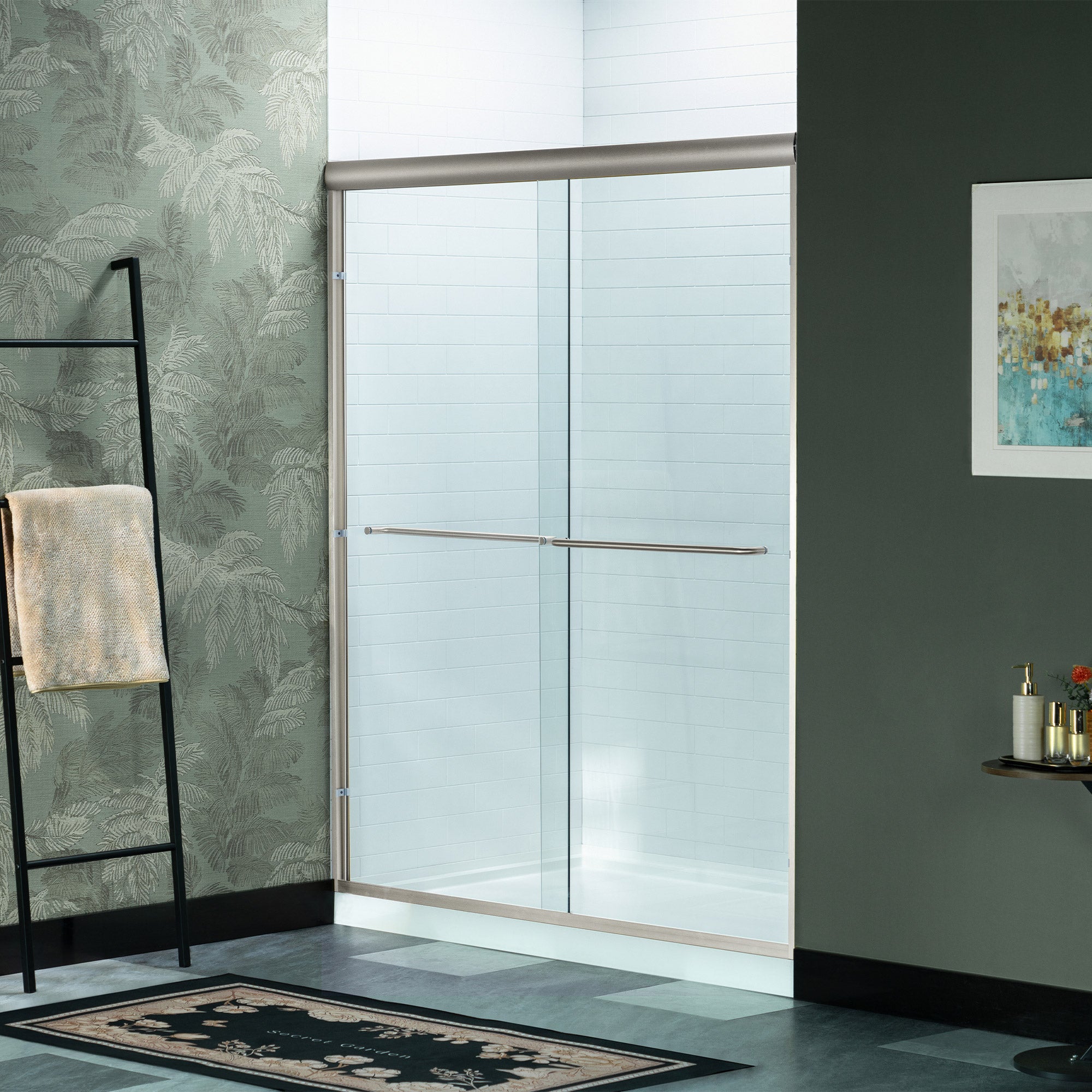 WOODBRIDGE Double Sliding Shower Door 56-60" Width x 72"Height with 5/16"(8mm) Clear Tempered Glass