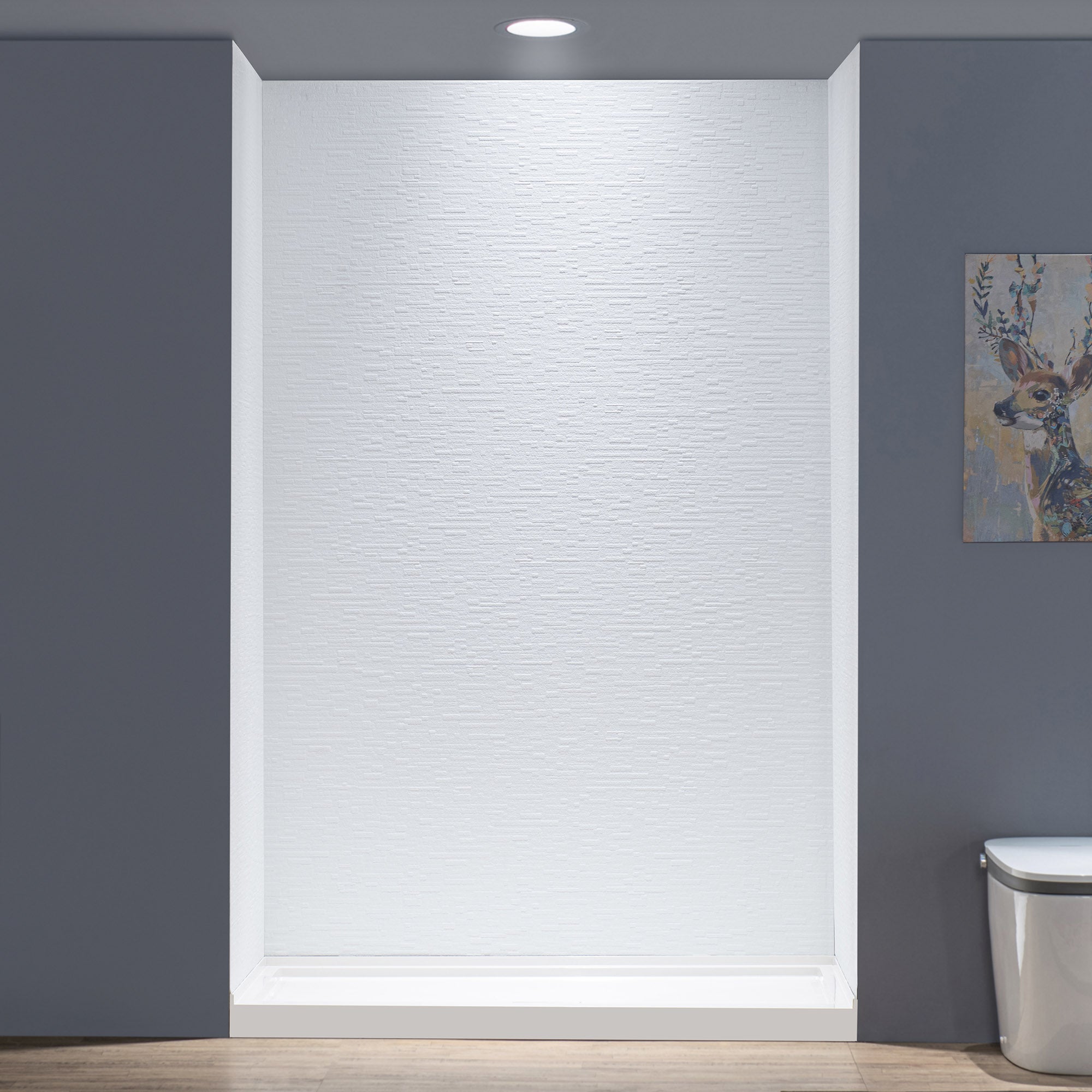 WOODBRIDGE 60" W x 75" H 3-Piece Premium Composite Tile-Design Tub and Shower Wall Panel Surround Kit in Matte White, Quick Install and Trimmable, 1/8" (3mm) Thick.