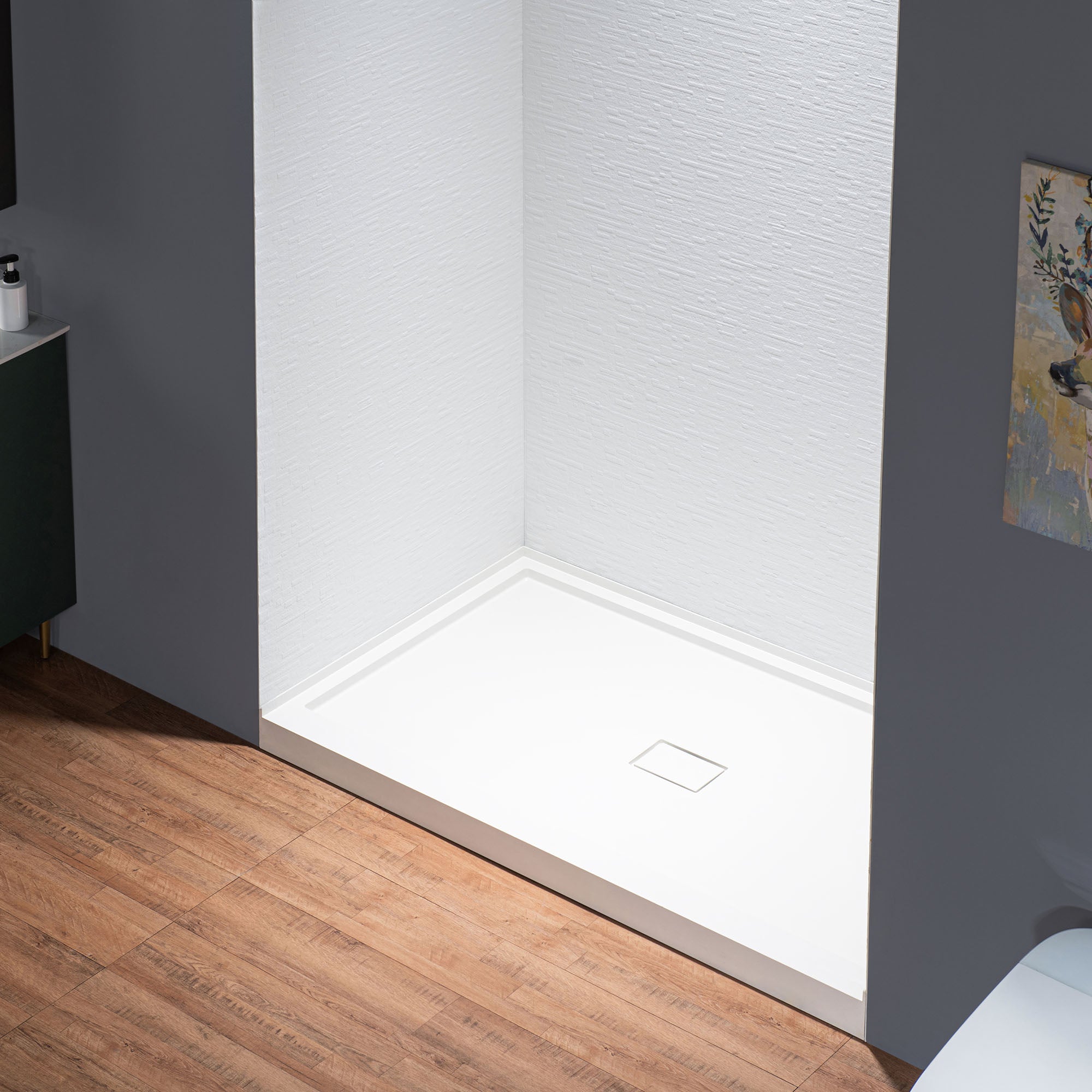 WOODBRIDGE 60" W x 75" H 3-Piece Premium Composite Tile-Design Tub and Shower Wall Panel Surround Kit in Matte White, Quick Install and Trimmable, 1/8" (3mm) Thick.